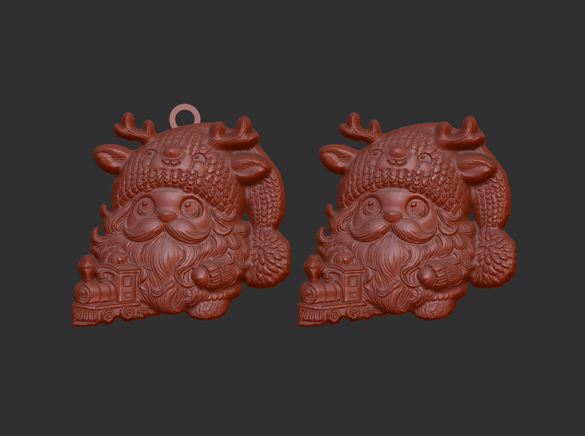 christmas sanda play with train decor  3D print model_4