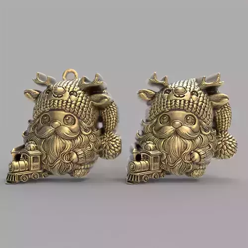 christmas sanda play with train decor  3D print model