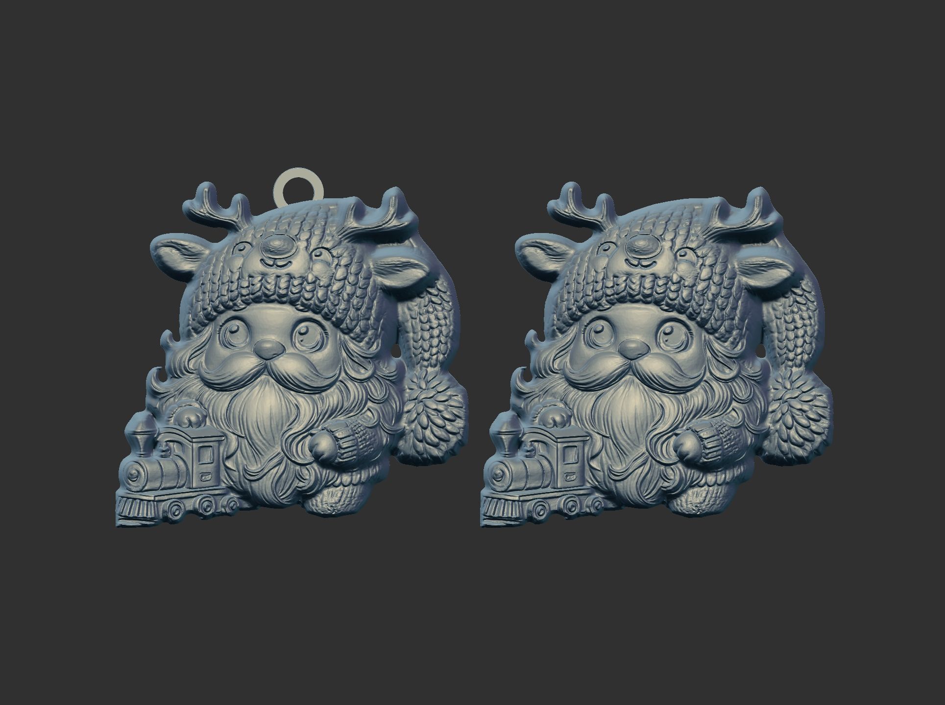 christmas sanda play with train decor  3D print model_5