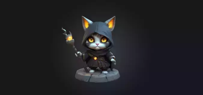 A Chibi Style Female Cat 3D Model Features Low-poly 3D model