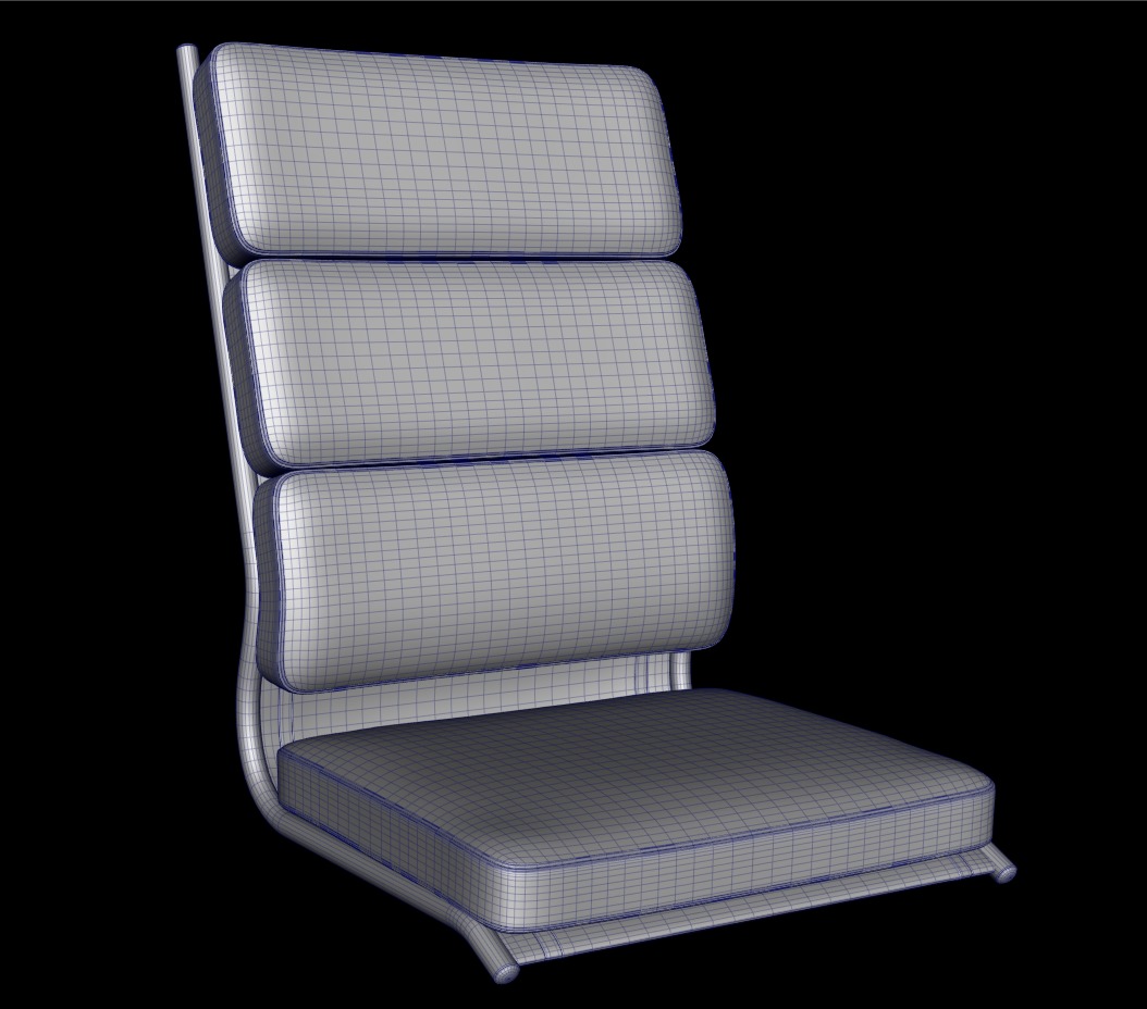 Chair seats collection Low-poly 3D model_8