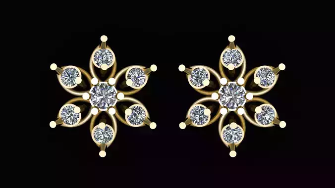 GOLDEN DIAMOND EARRING 3D PRINTABLE MODEL 