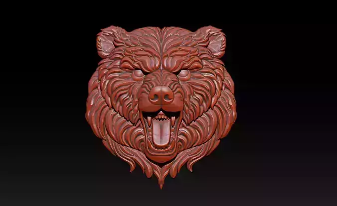  Wild bear head sculpture necklace pendant