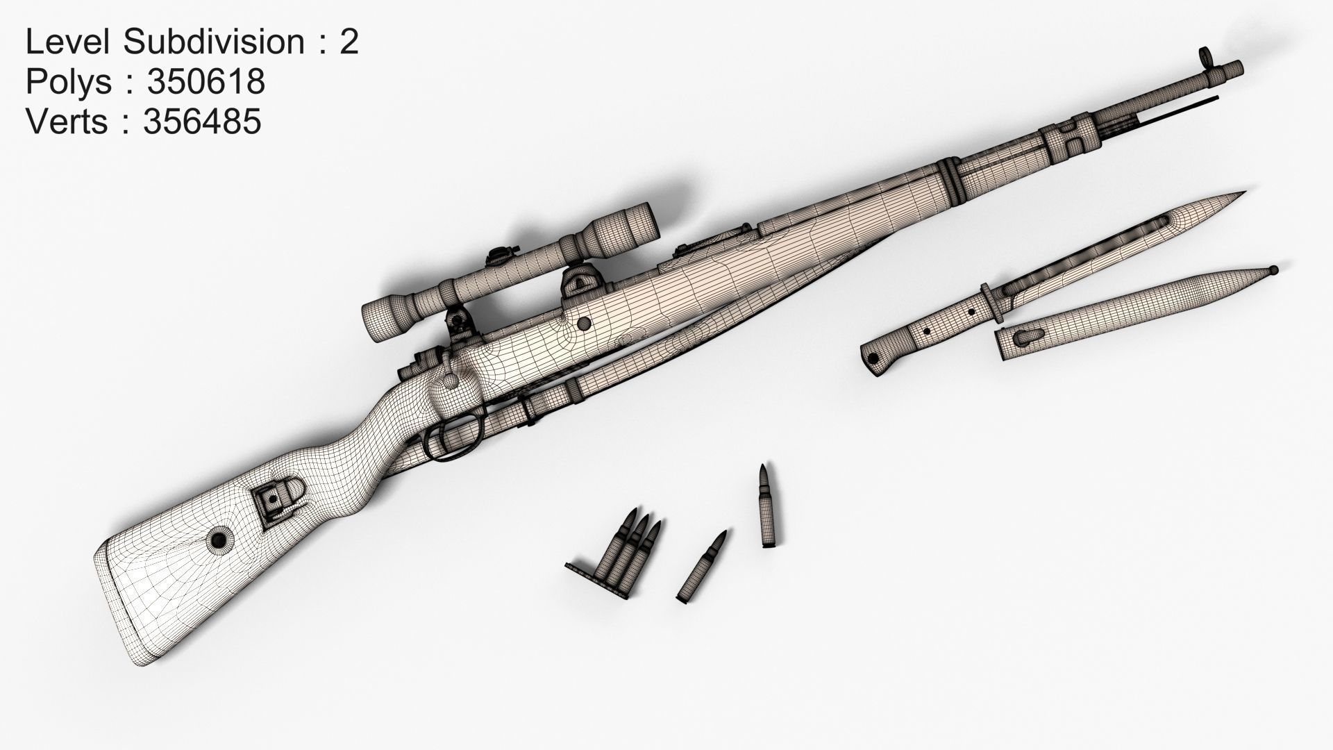 Karabiner 98K Low-poly 3D model_2