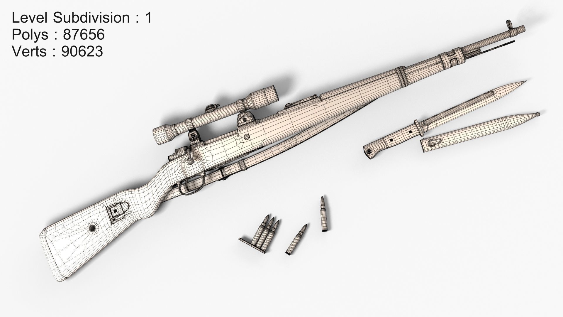 Karabiner 98K Low-poly 3D model_4