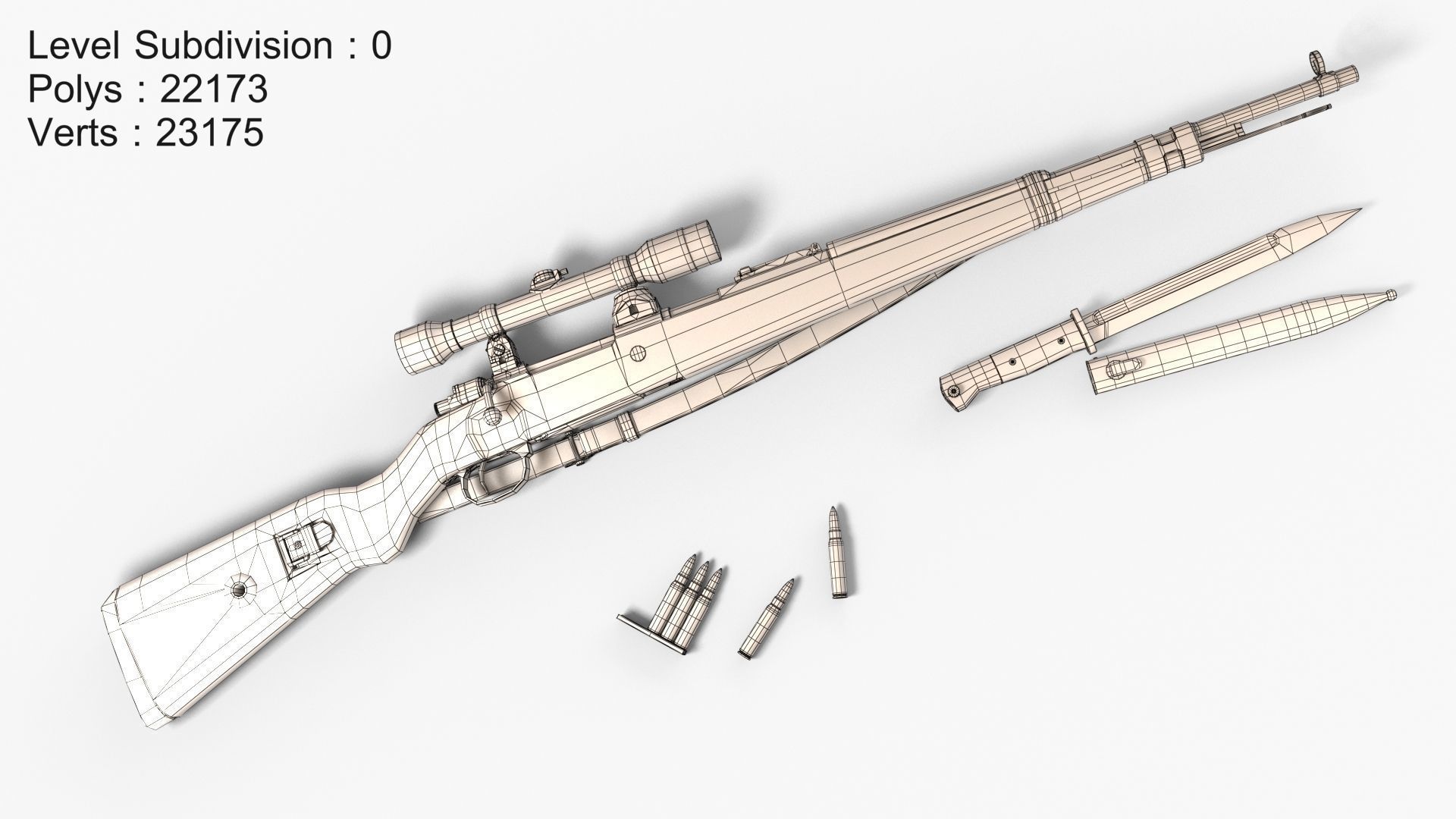 Karabiner 98K Low-poly 3D model_6