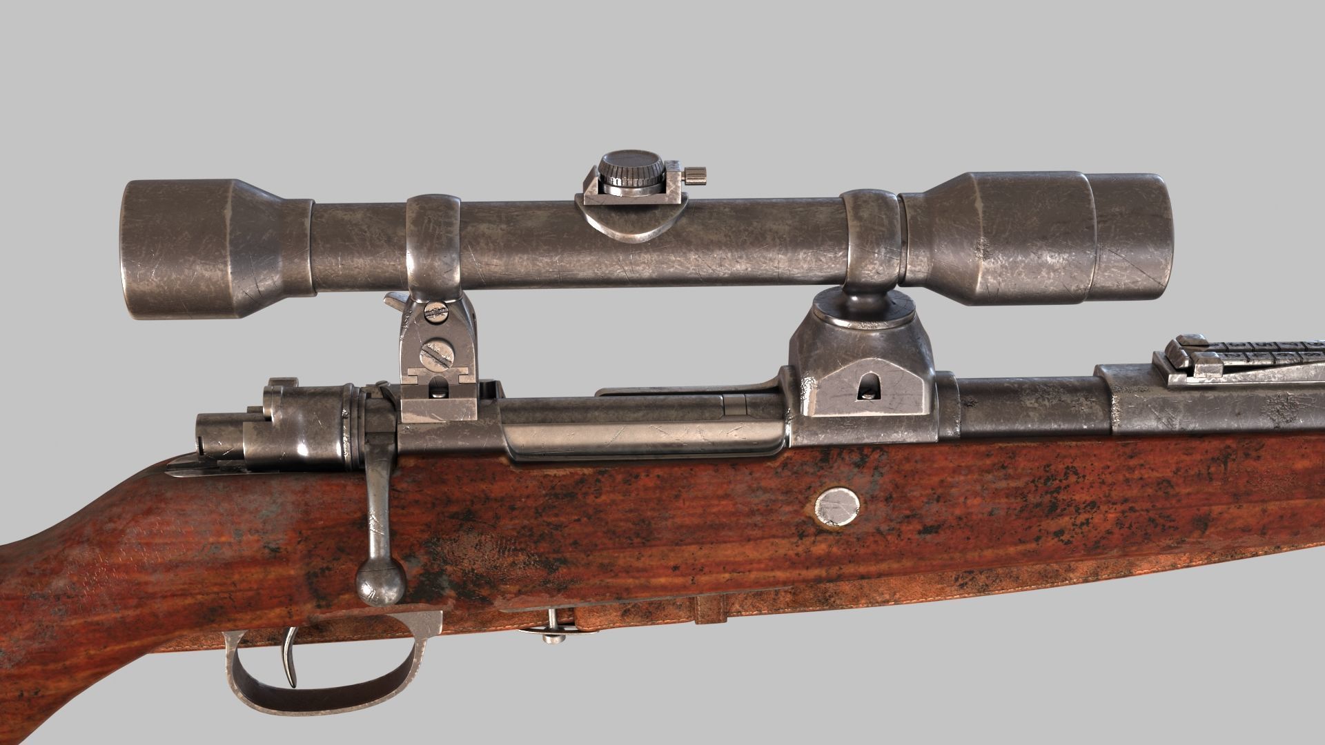 Karabiner 98K Low-poly 3D model_21