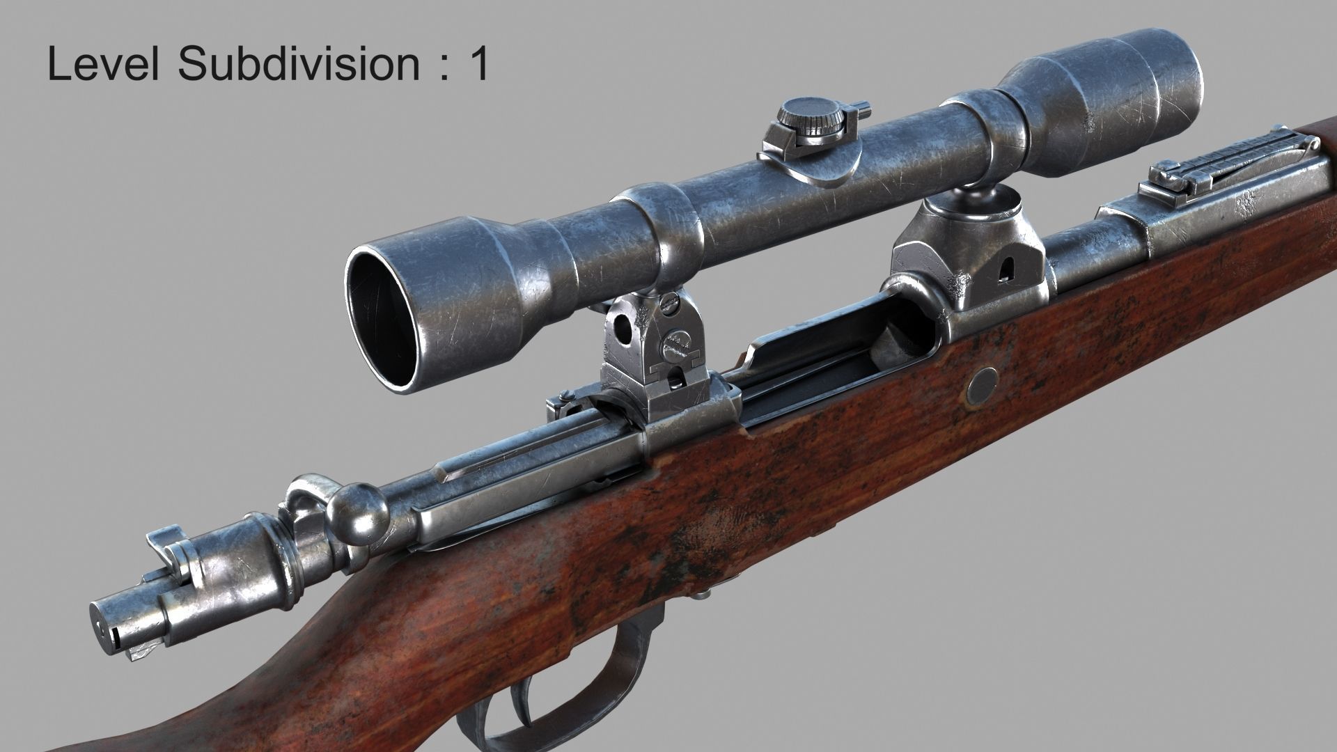 Karabiner 98K Low-poly 3D model_9