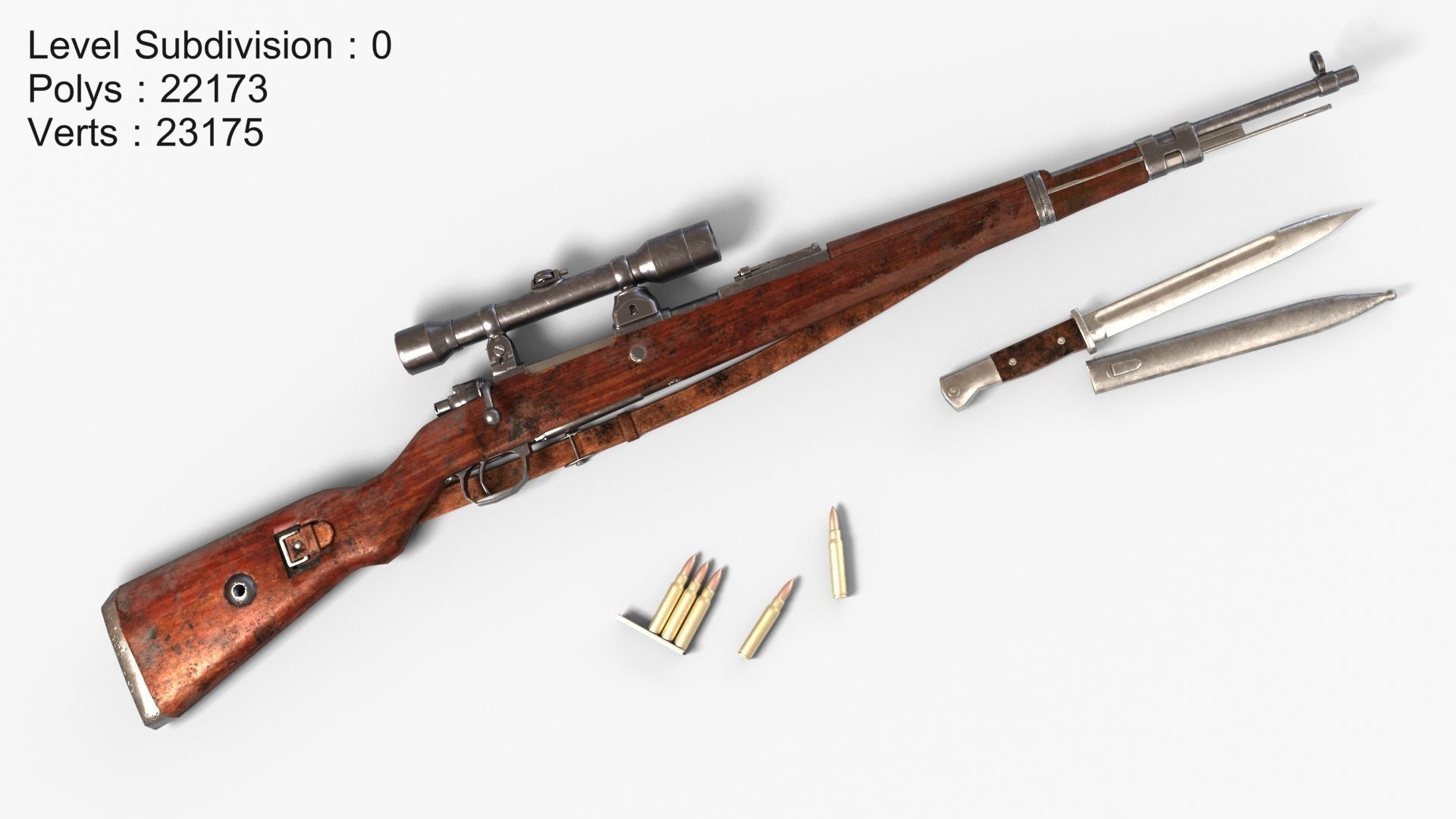 Karabiner 98K Low-poly 3D model_5