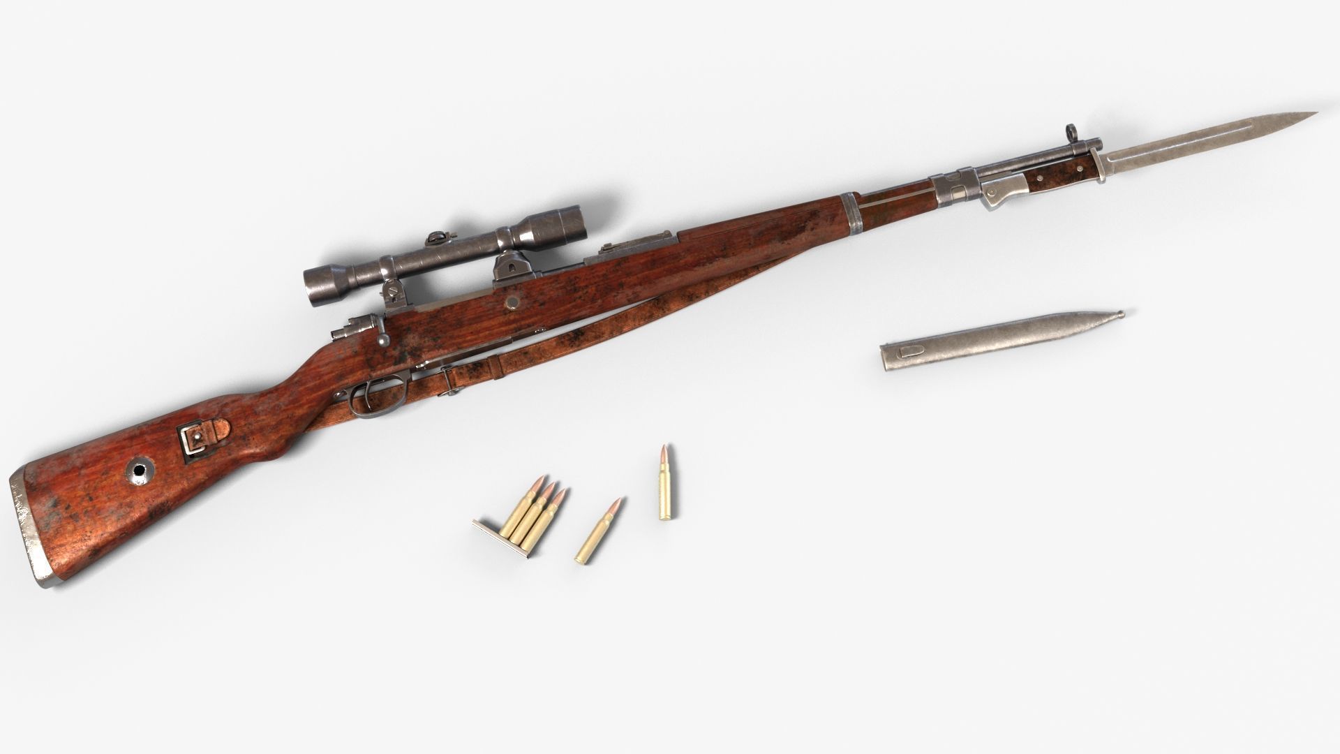 Karabiner 98K Low-poly 3D model_40