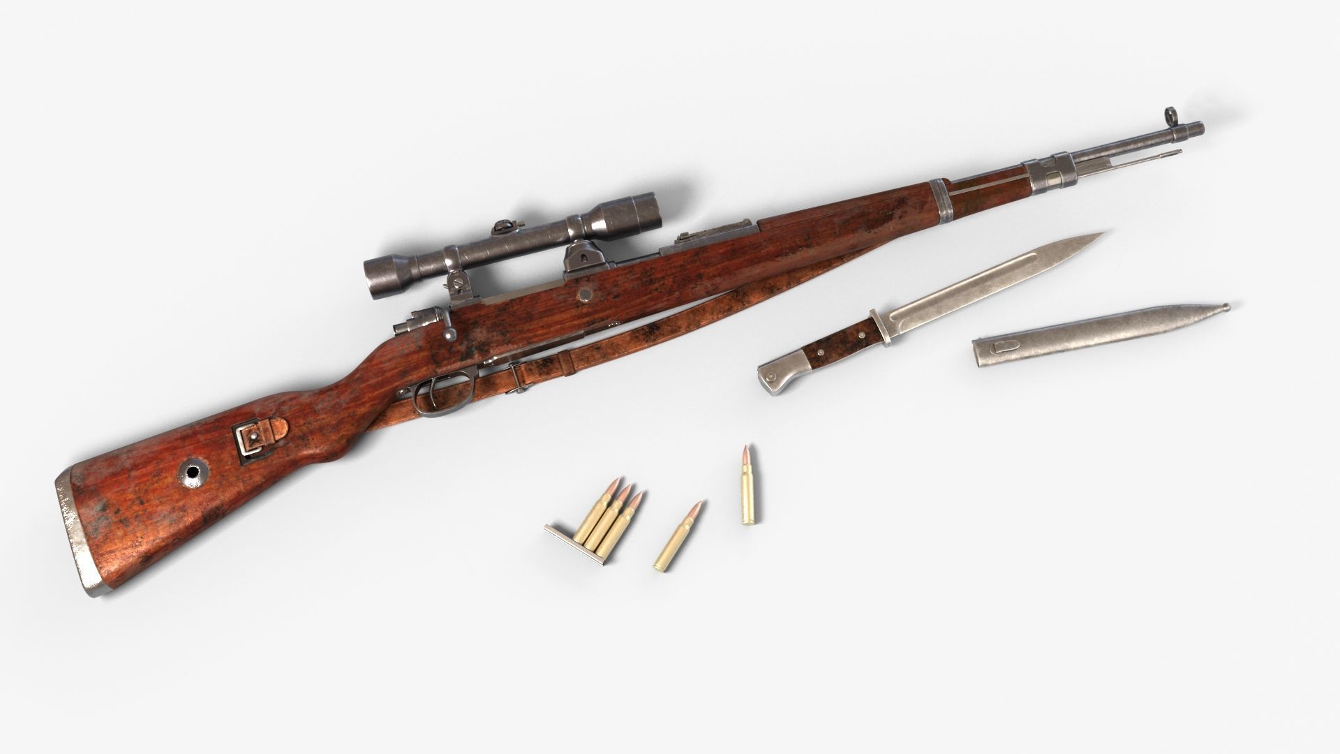 Karabiner 98K Low-poly 3D model_41