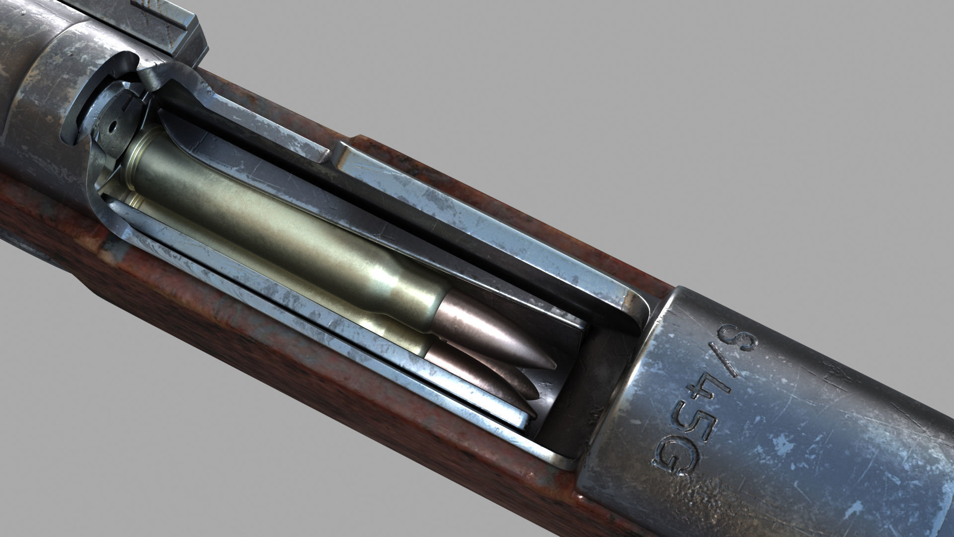 Karabiner 98K Low-poly 3D model_13