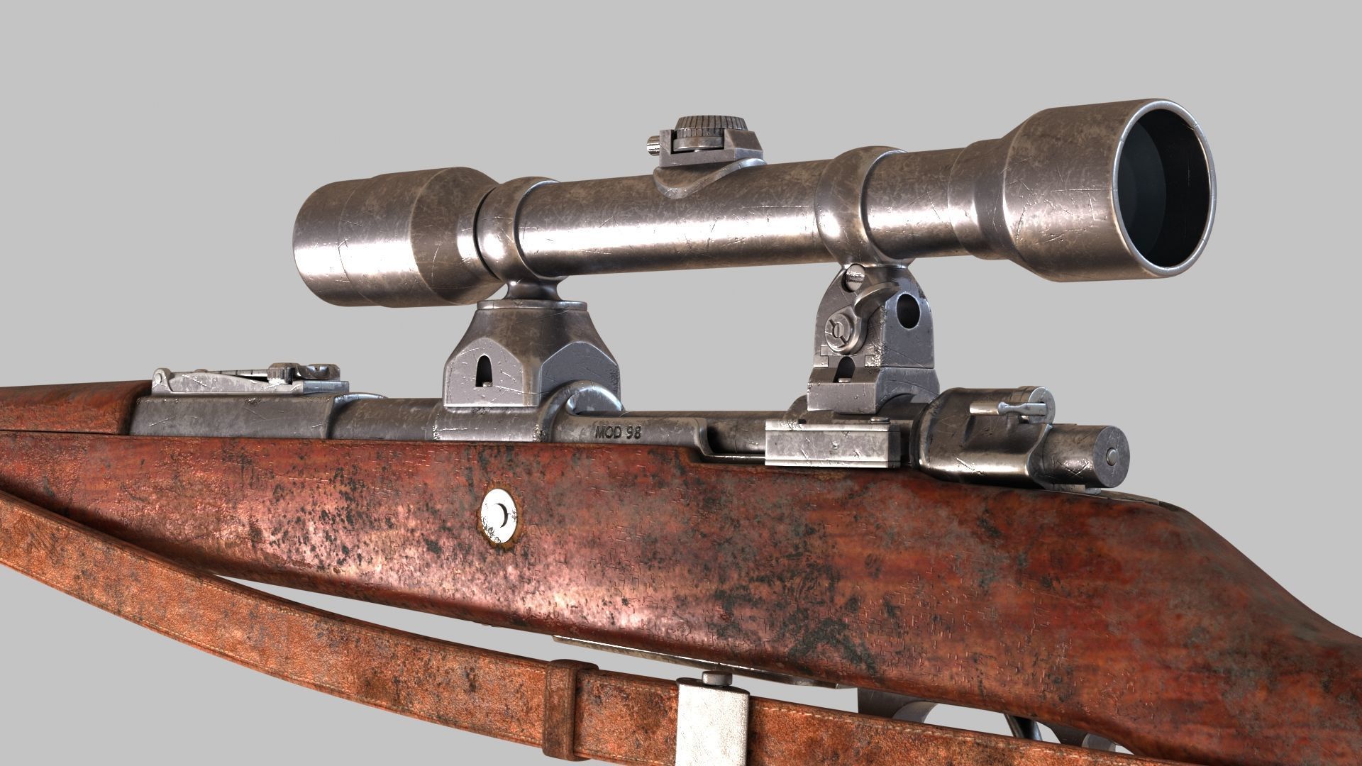 Karabiner 98K Low-poly 3D model_22