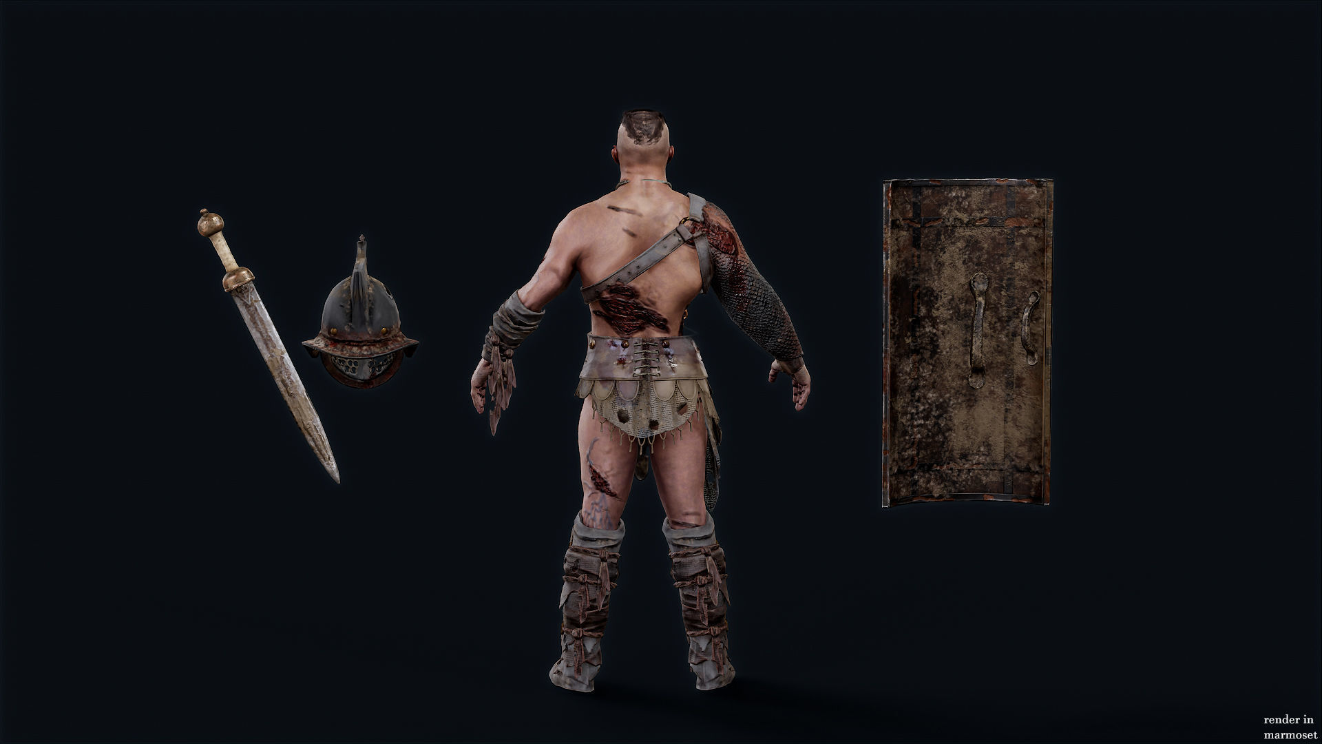 GLADIATOR MURMILLO UNDEAD1 Low-poly 3D model_9