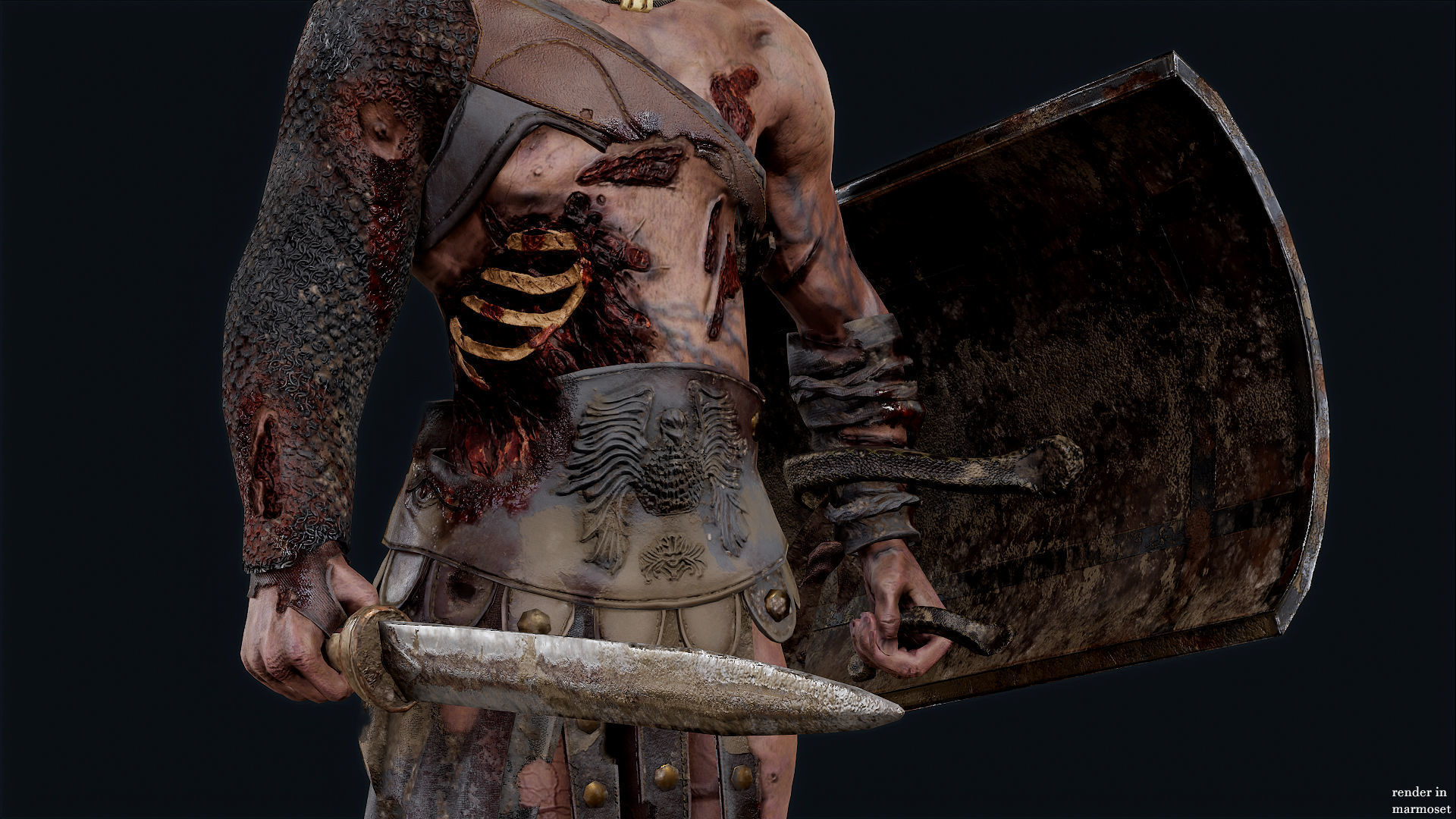 GLADIATOR MURMILLO UNDEAD1 Low-poly 3D model_6