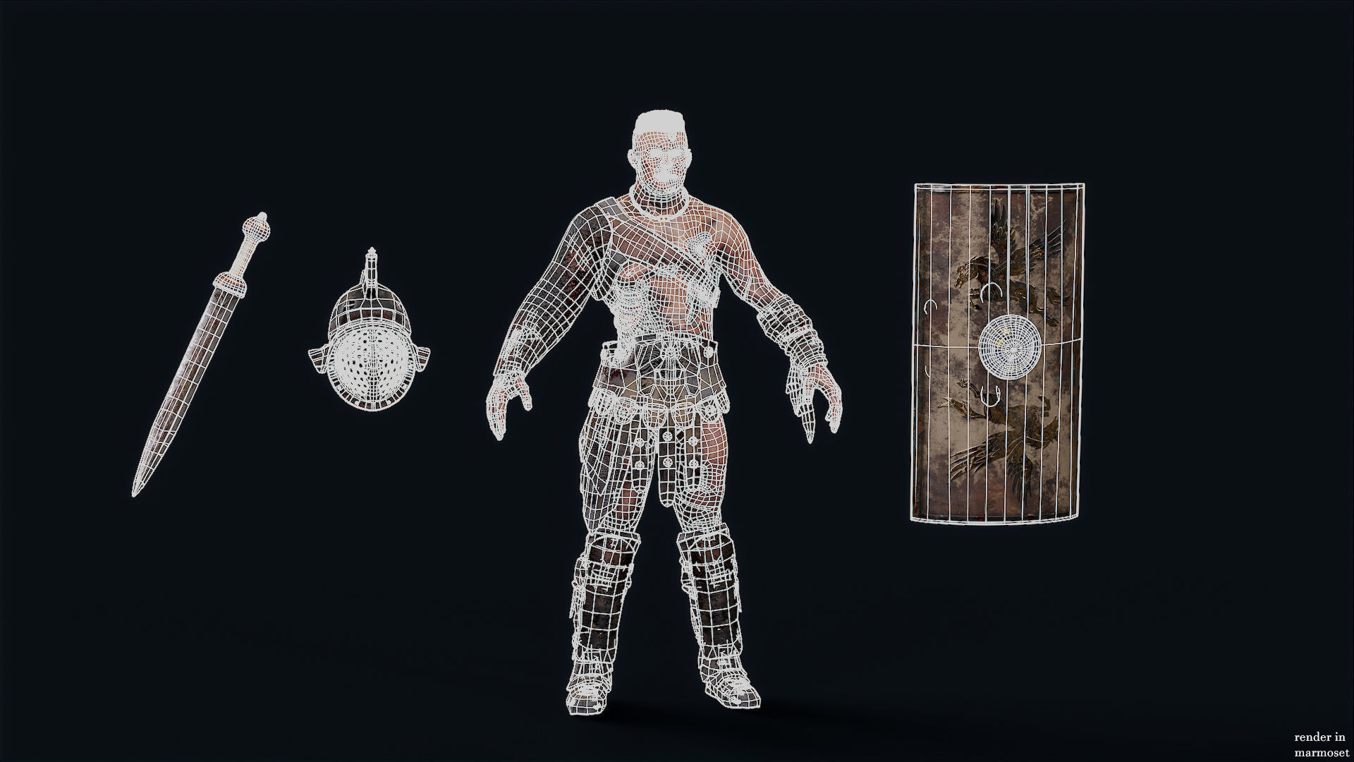 GLADIATOR MURMILLO UNDEAD1 Low-poly 3D model_11