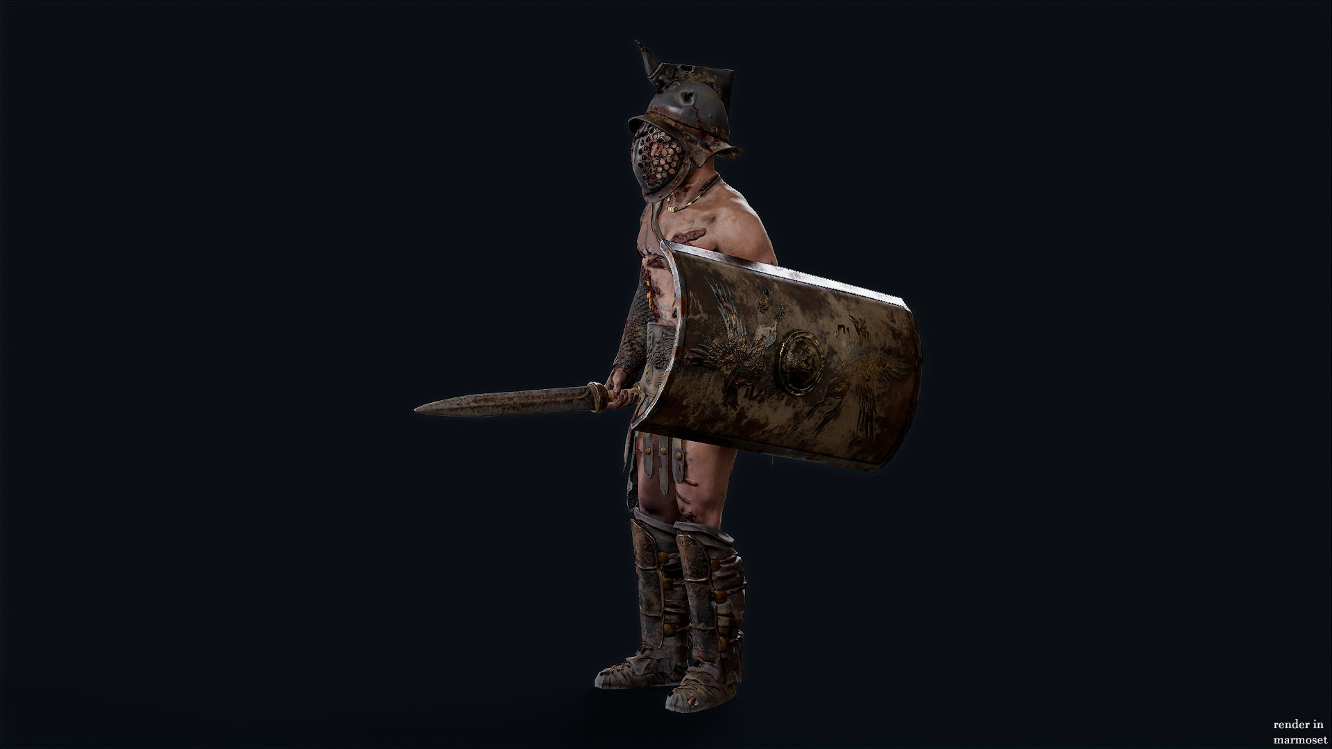 GLADIATOR MURMILLO UNDEAD1 Low-poly 3D model_4