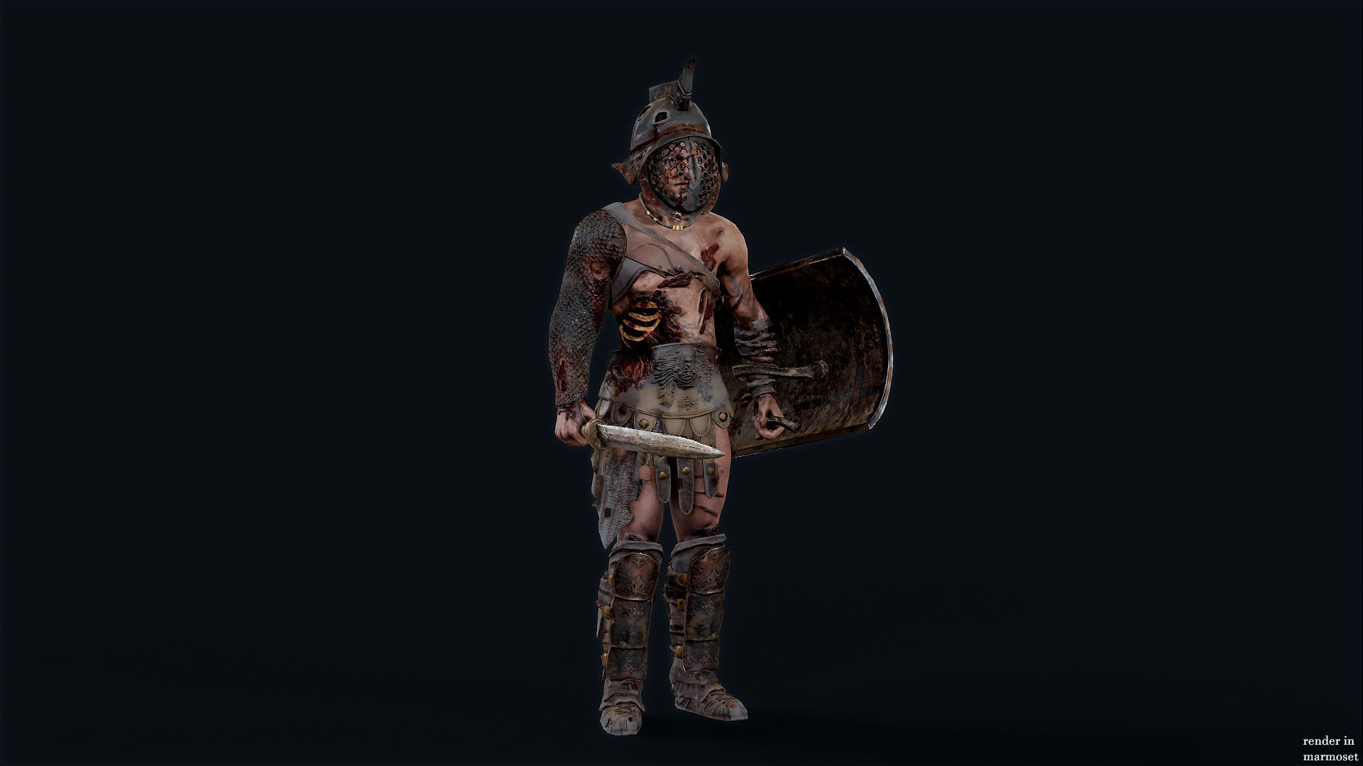 GLADIATOR MURMILLO UNDEAD1 Low-poly 3D model_3