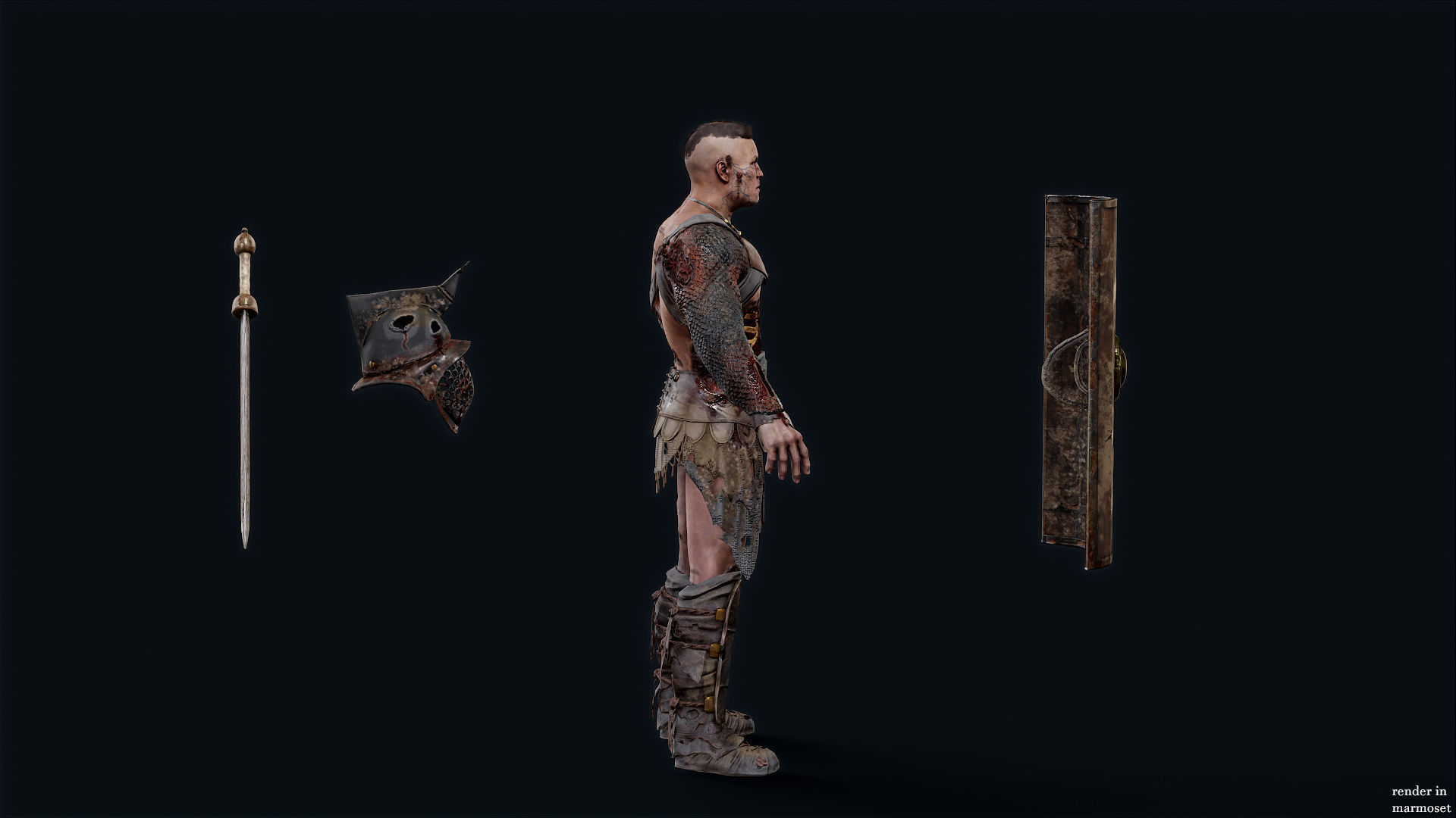 GLADIATOR MURMILLO UNDEAD1 Low-poly 3D model_8