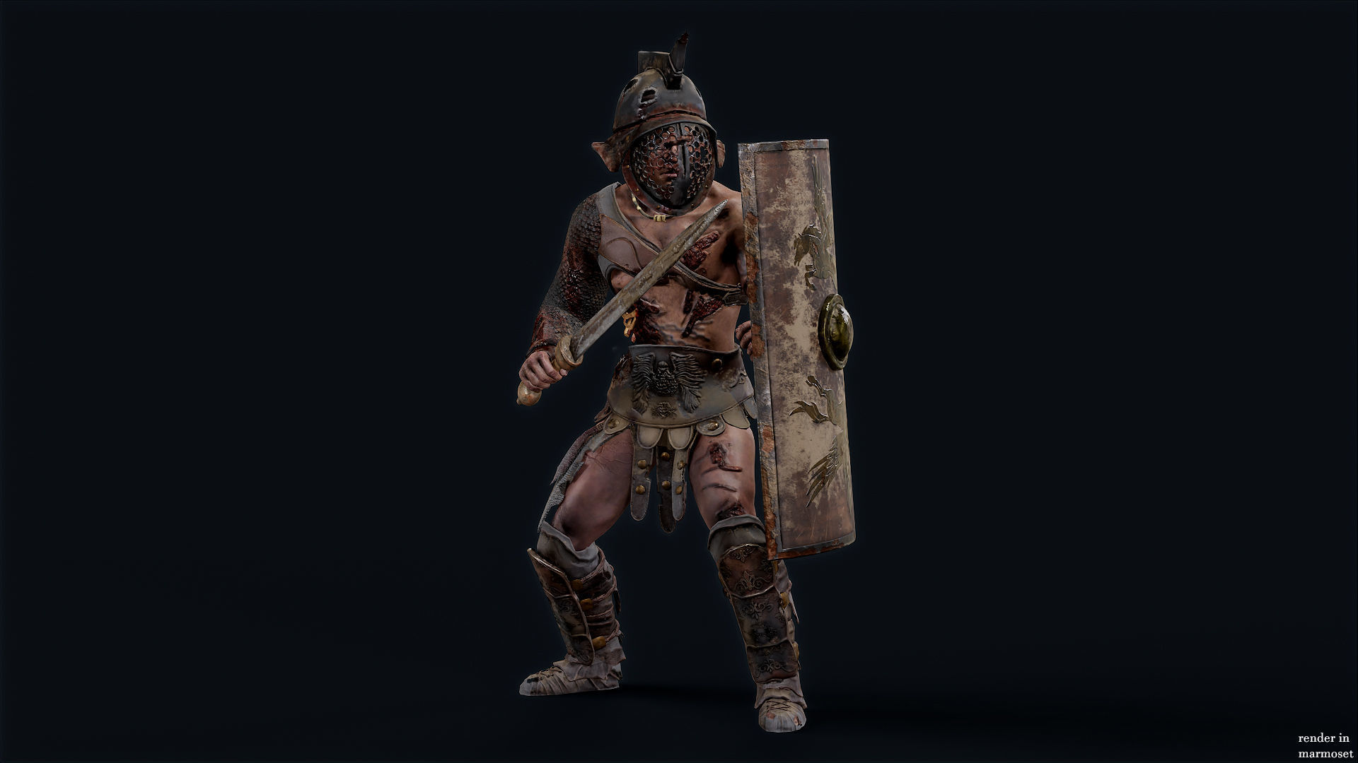 GLADIATOR MURMILLO UNDEAD1 Low-poly 3D model_5