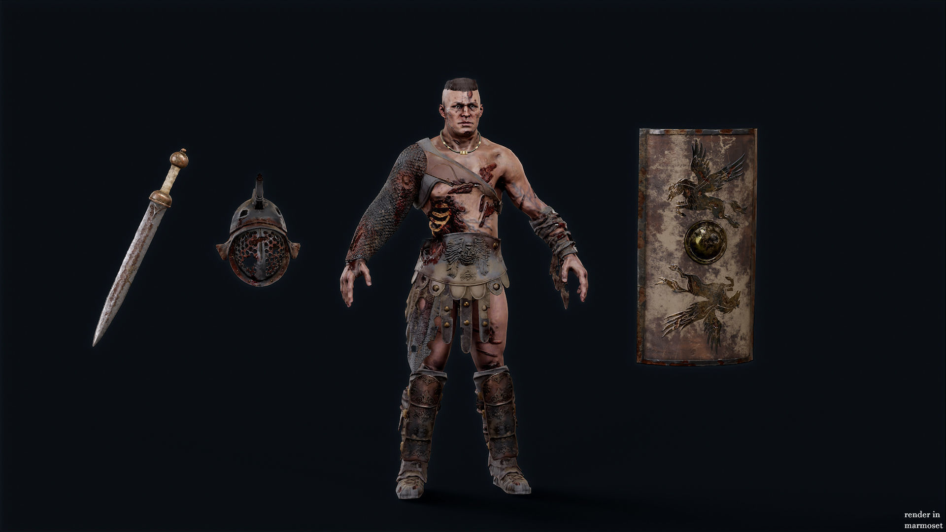 GLADIATOR MURMILLO UNDEAD1 Low-poly 3D model_7