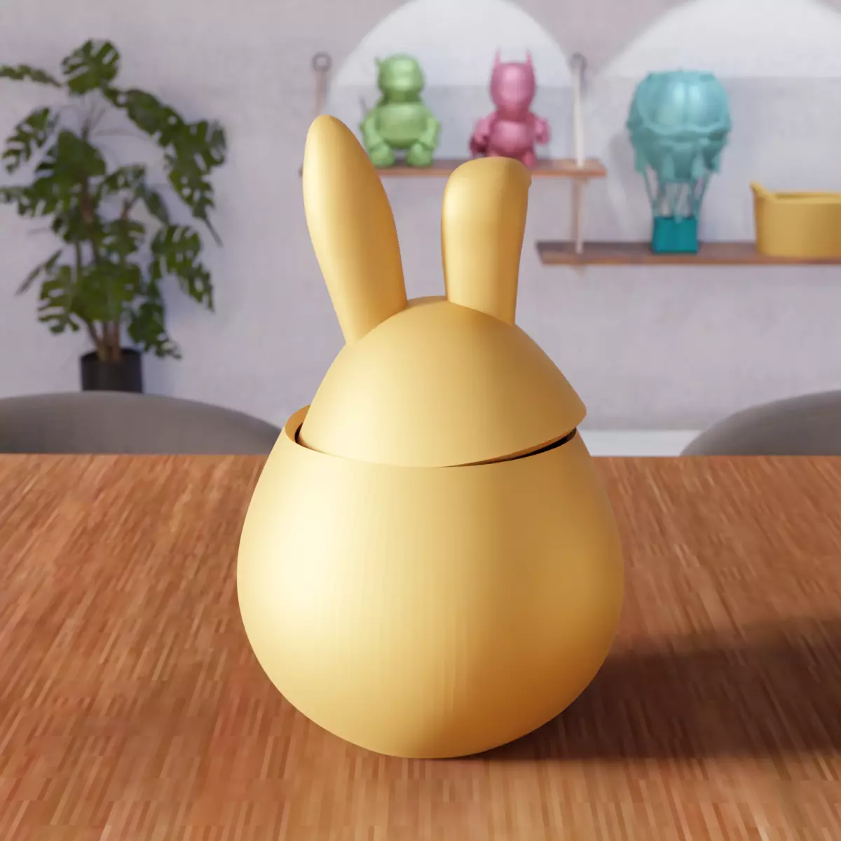 Cute Easter Bunny Basket - 327 3D print model_5