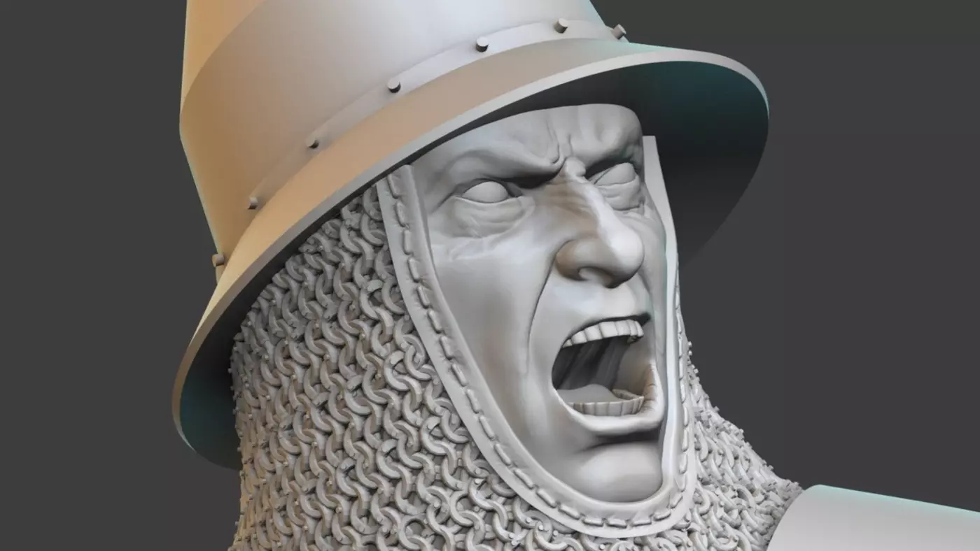 Warrior of Byzantium Portrait bust Warrior cry 3D print model_0
