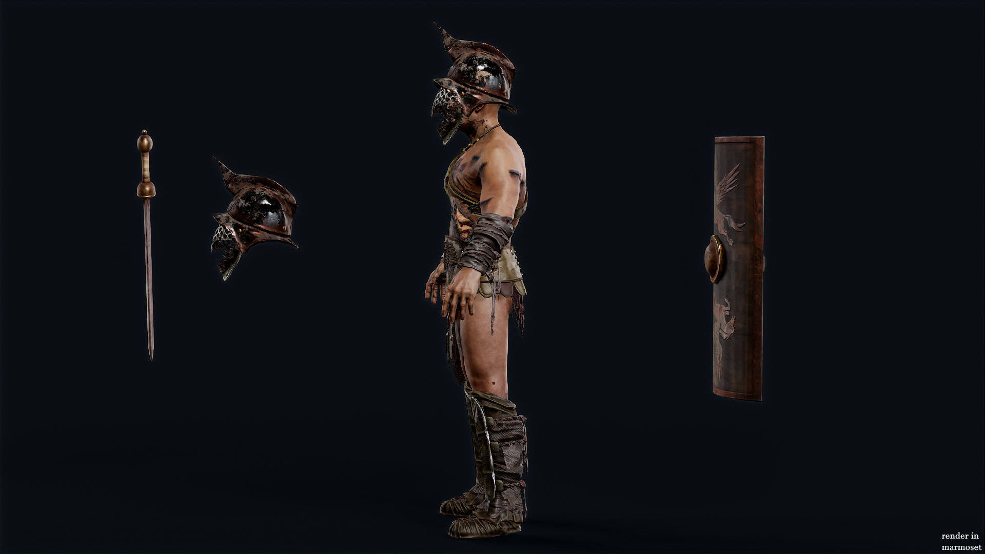 GLADIATOR MURMILLO UNDEAD2 Low-poly 3D model_11