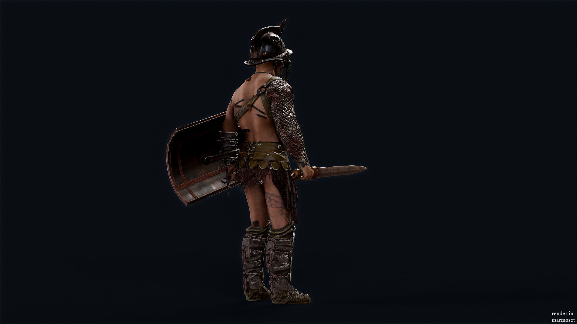 GLADIATOR MURMILLO UNDEAD2 Low-poly 3D model_4
