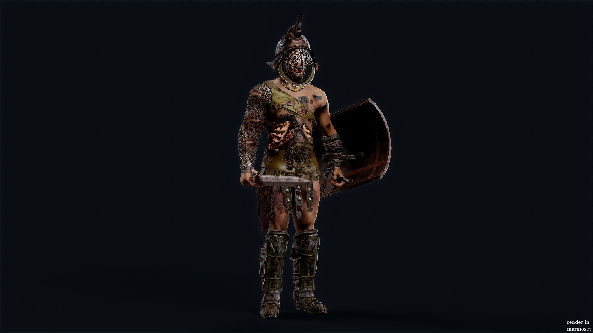 GLADIATOR MURMILLO UNDEAD2 Low-poly 3D model_7