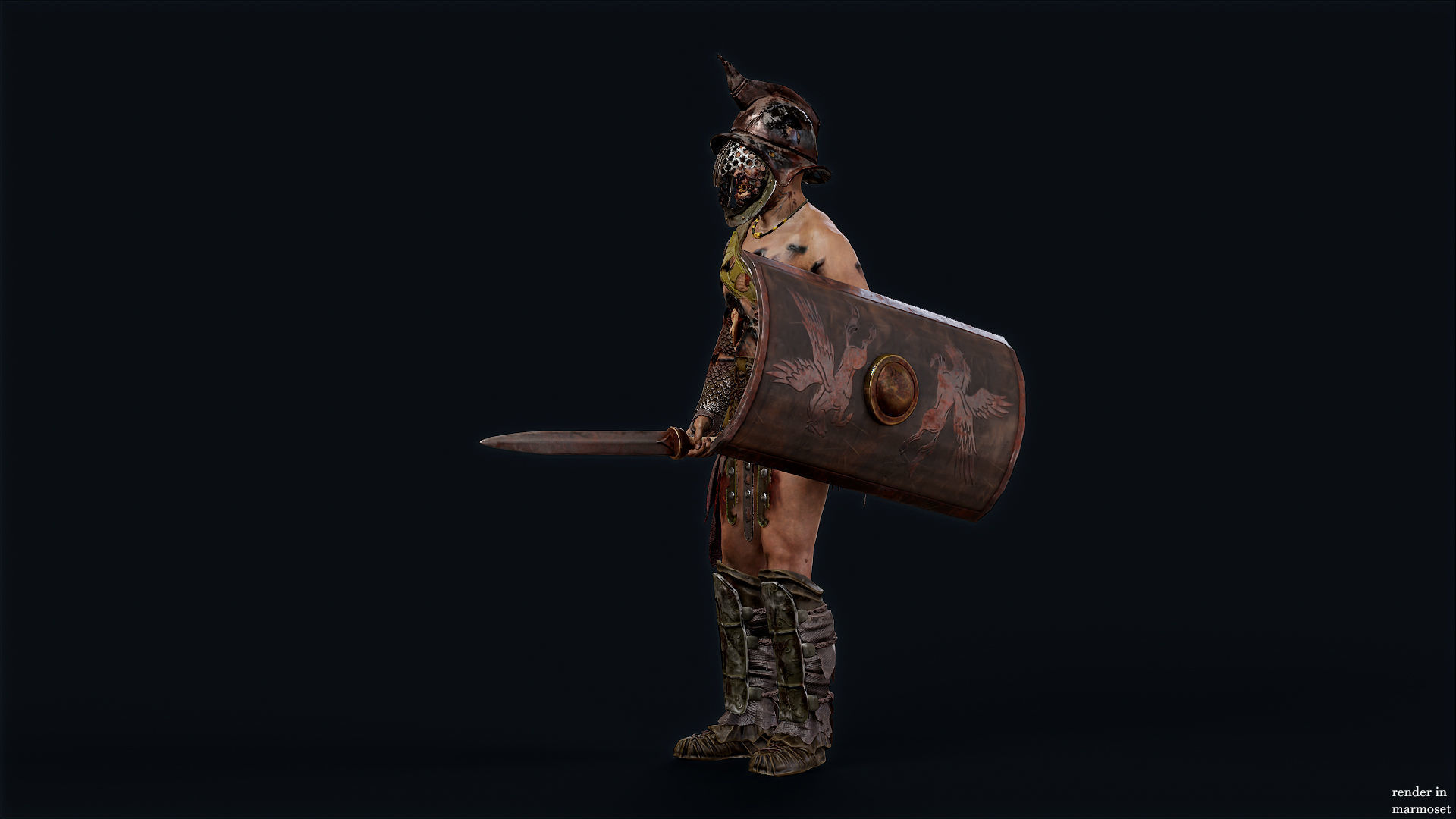 GLADIATOR MURMILLO UNDEAD2 Low-poly 3D model_5