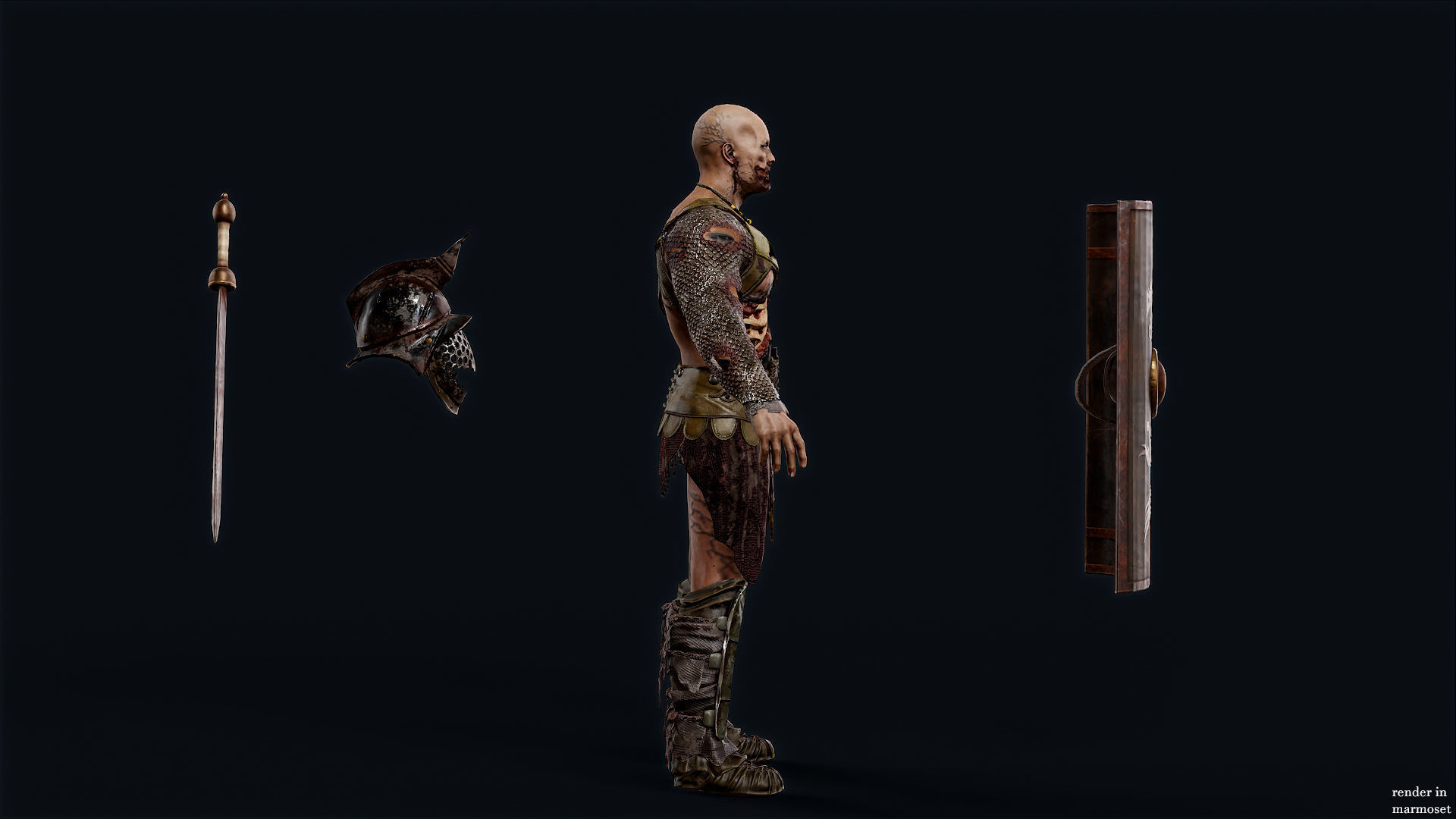 GLADIATOR MURMILLO UNDEAD2 Low-poly 3D model_9