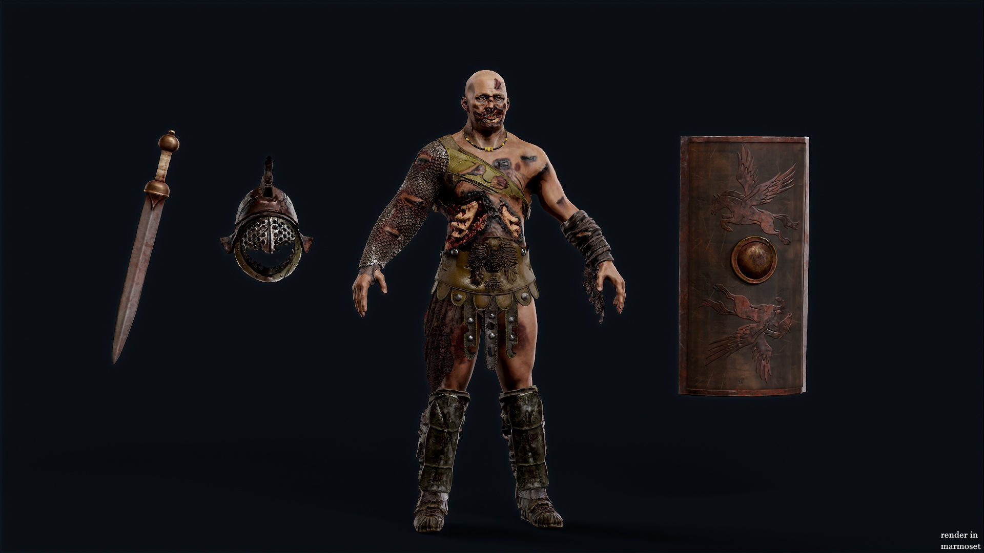 GLADIATOR MURMILLO UNDEAD2 Low-poly 3D model_8