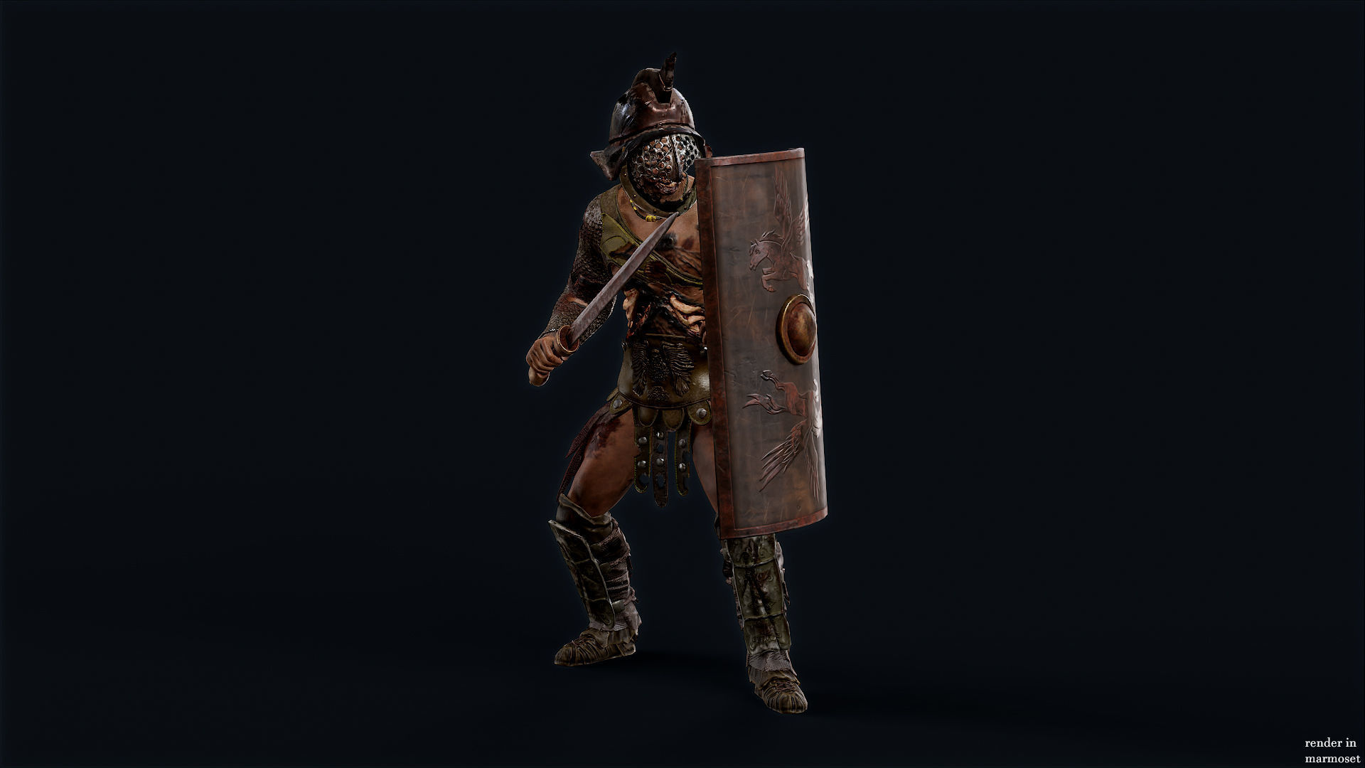 GLADIATOR MURMILLO UNDEAD2 Low-poly 3D model_6