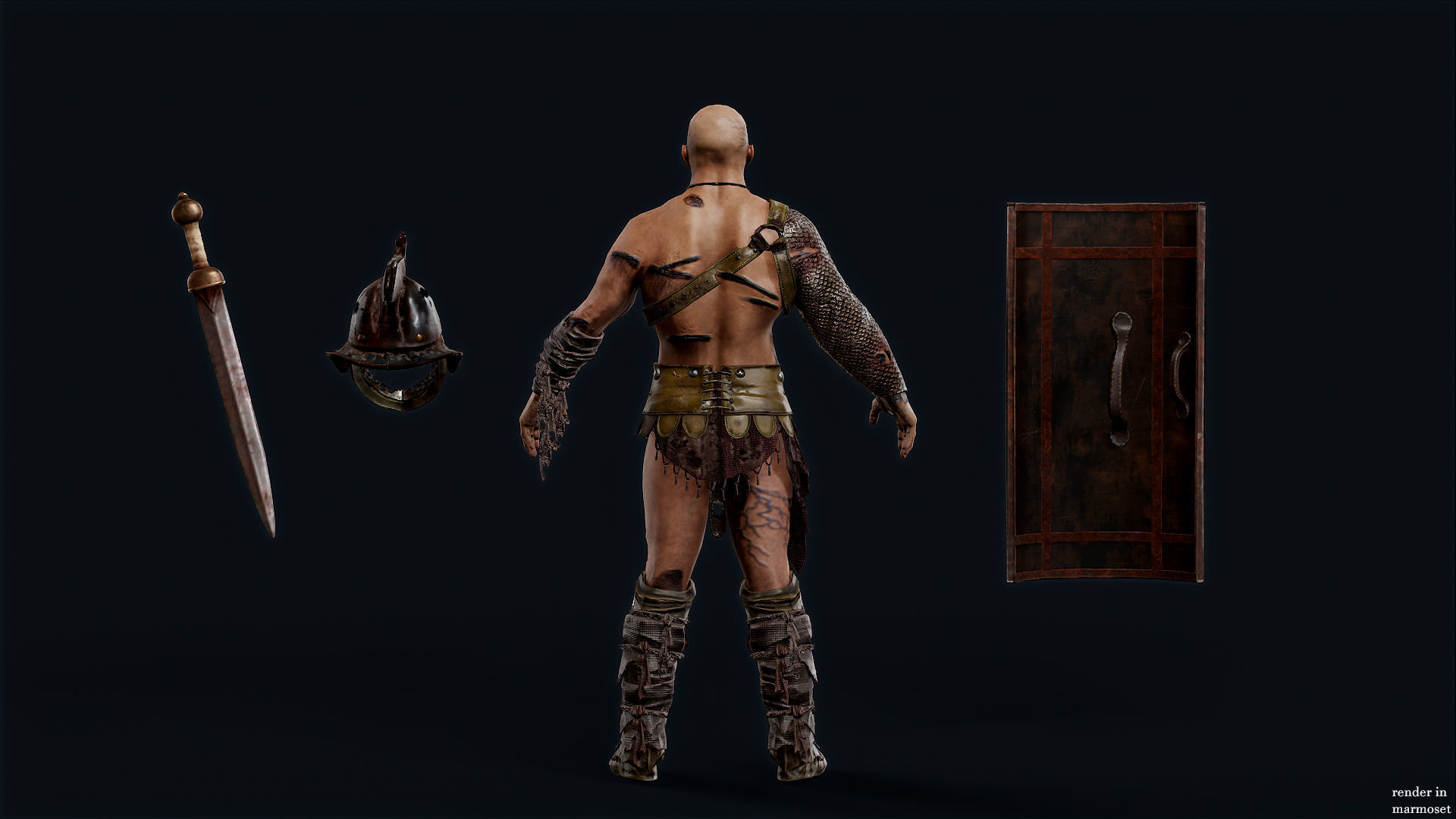 GLADIATOR MURMILLO UNDEAD2 Low-poly 3D model_10