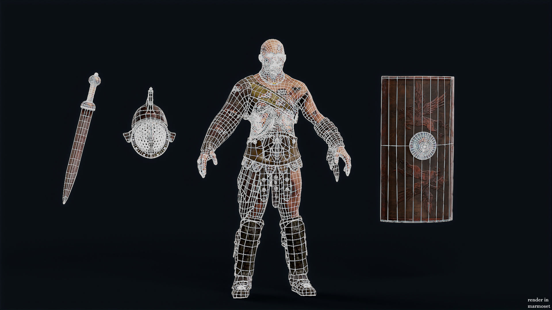 GLADIATOR MURMILLO UNDEAD2 Low-poly 3D model_12