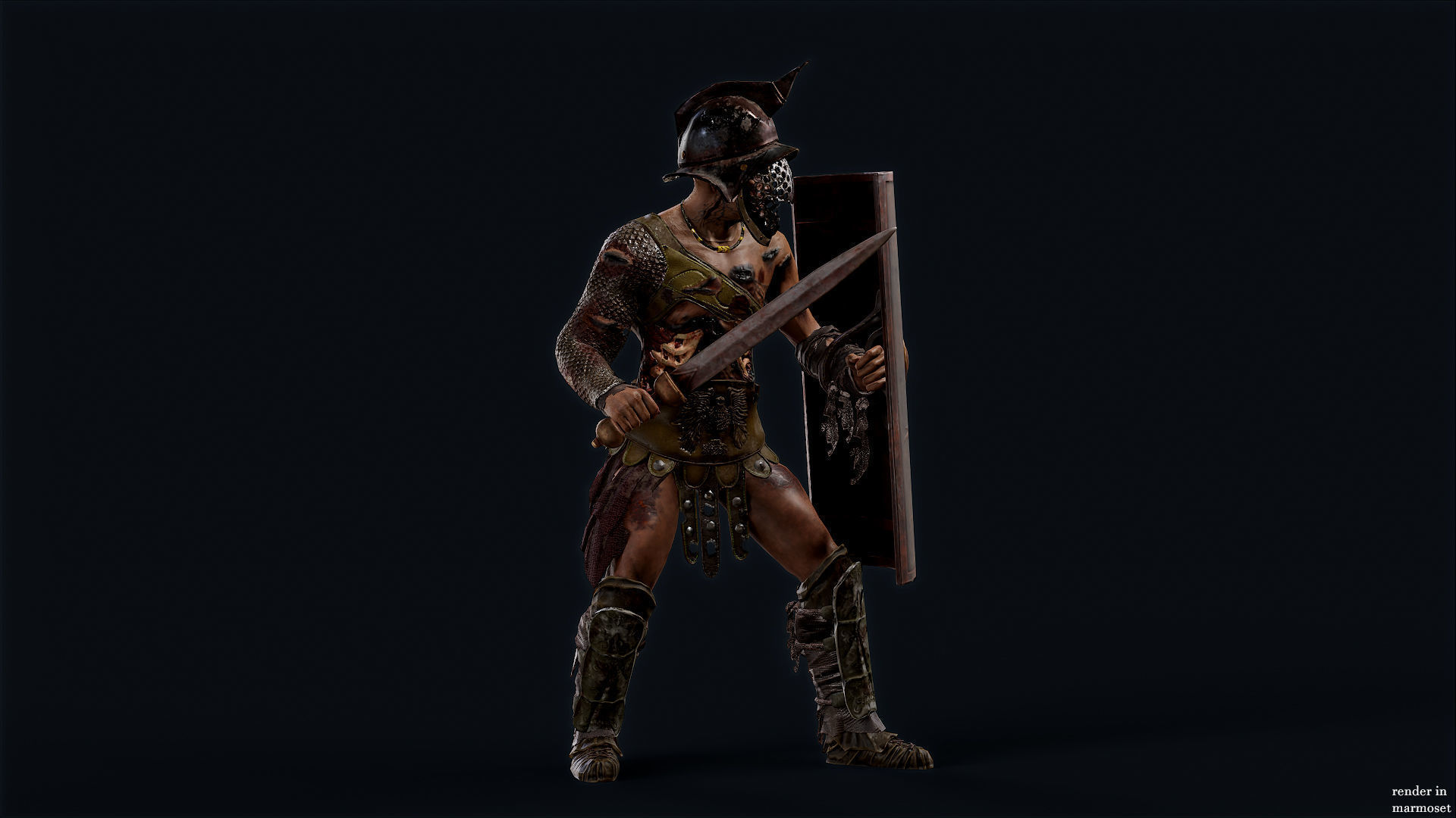 GLADIATOR MURMILLO UNDEAD2 Low-poly 3D model_3