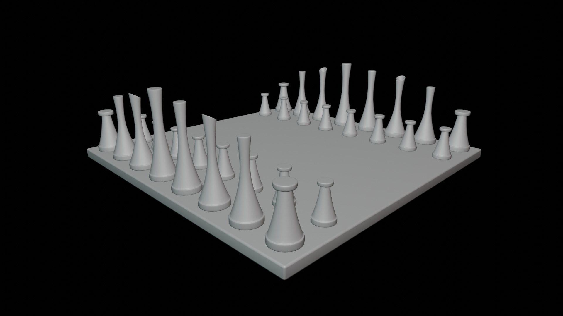 Modern Chess Set 3D model_4