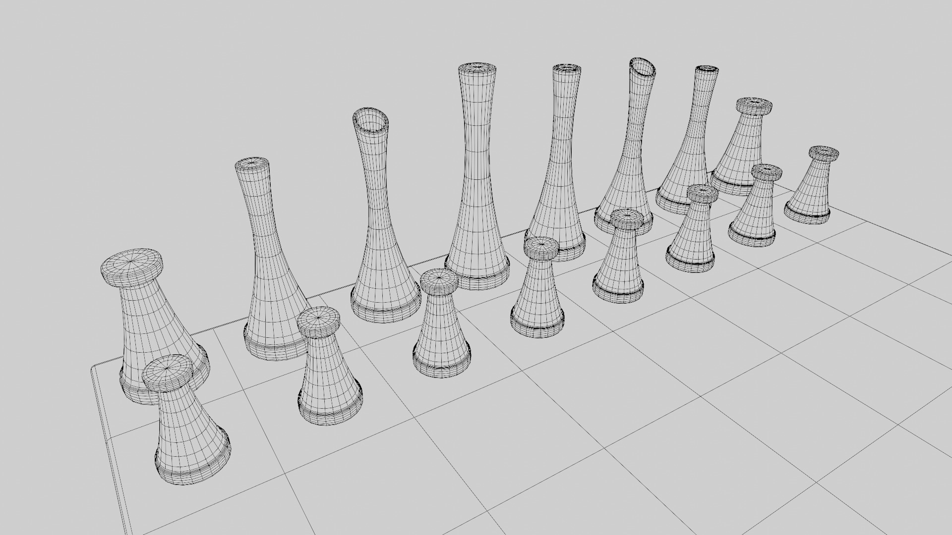 Modern Chess Set 3D model_10