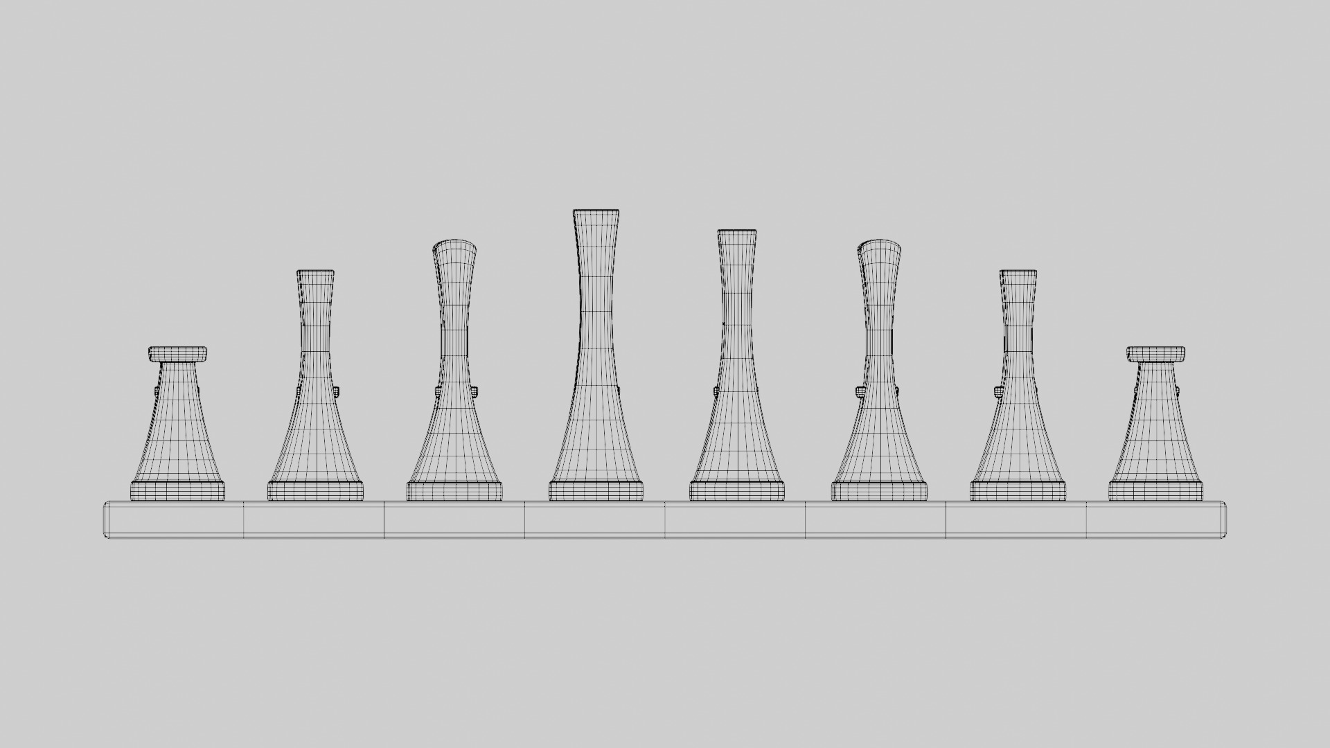 Modern Chess Set 3D model_9