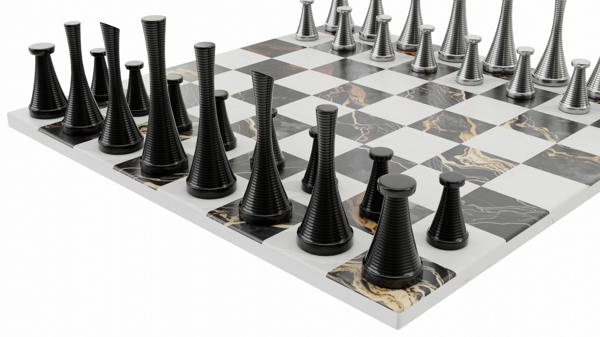 Modern Chess Set 3D model_1