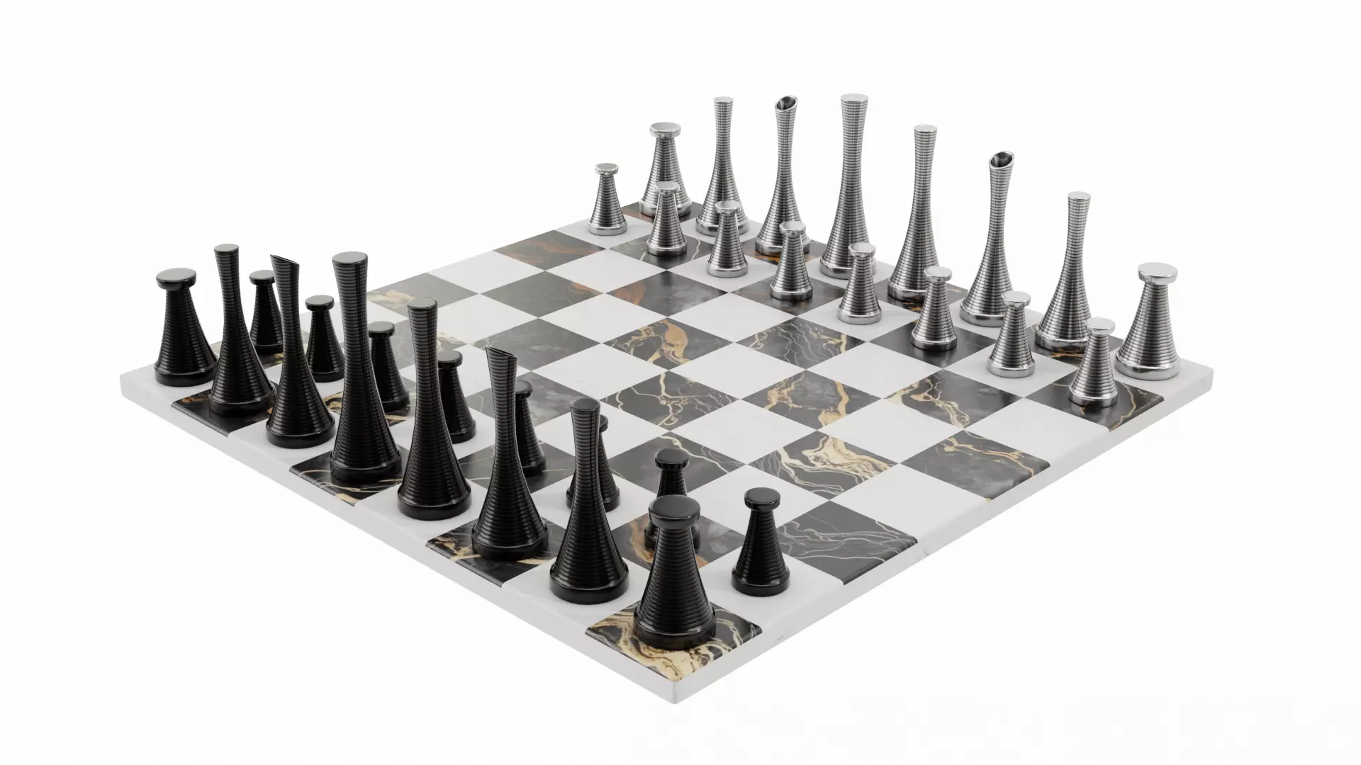 Modern Chess Set 3D model_0