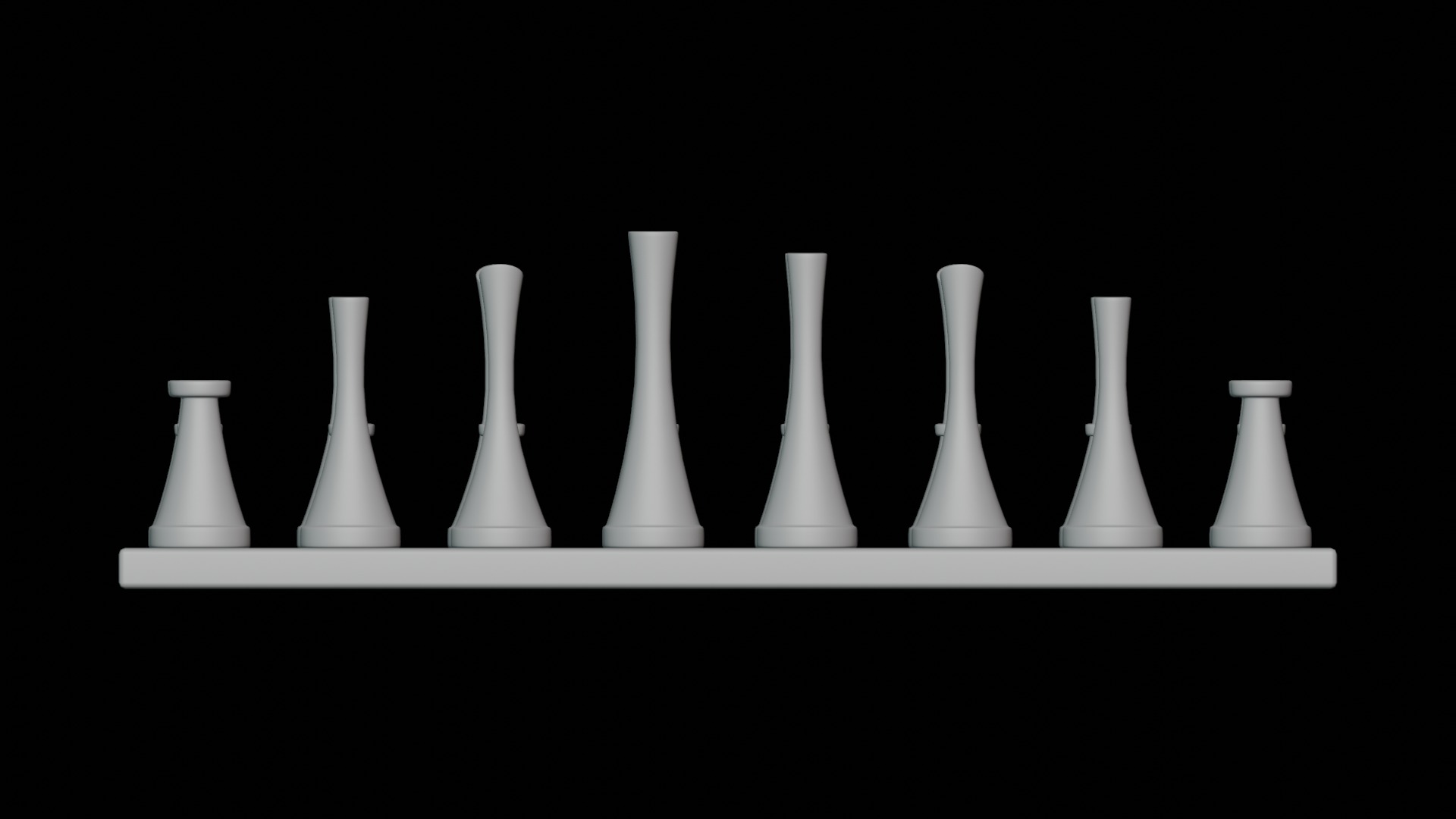 Modern Chess Set 3D model_5