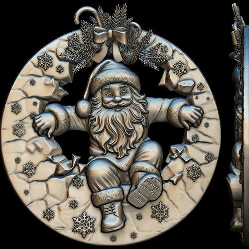 Santa Winter Greeting Relief No2 STL file for 3d Printing or CNC Free 3D print model