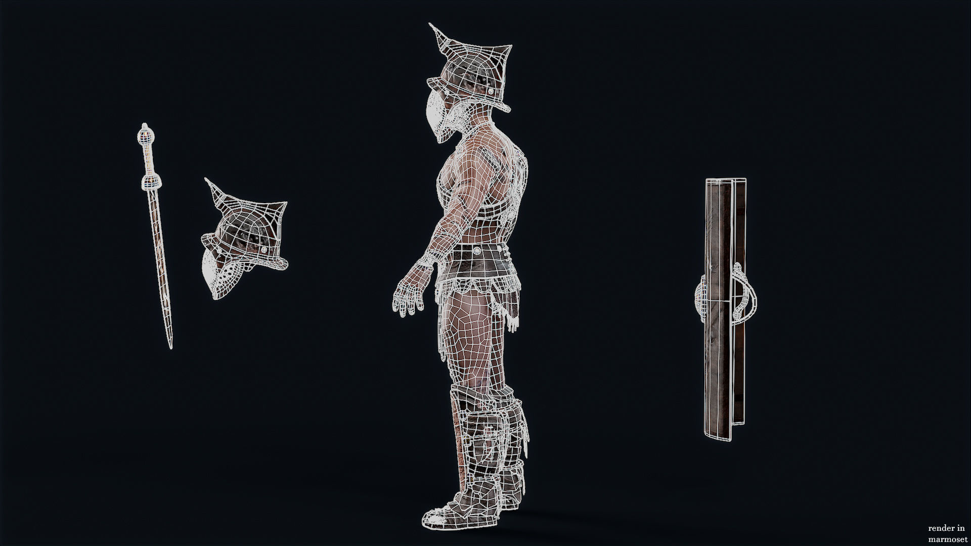 GLADIATOR MURMILLO UNDEAD3 Low-poly 3D model_13