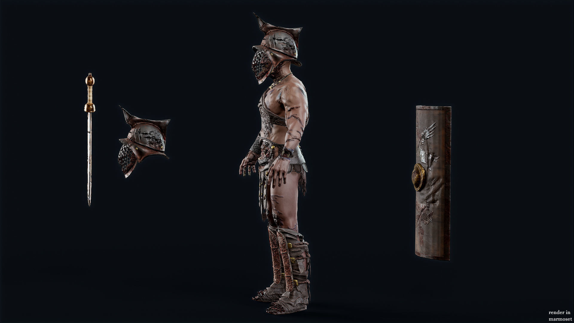 GLADIATOR MURMILLO UNDEAD3 Low-poly 3D model_10