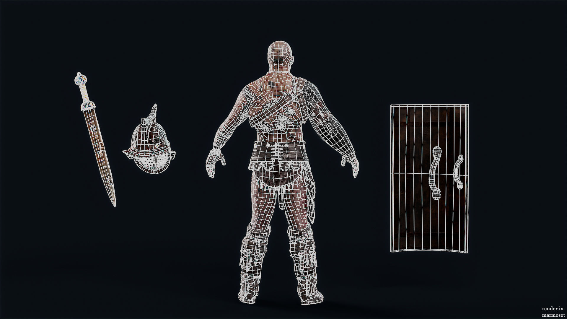 GLADIATOR MURMILLO UNDEAD3 Low-poly 3D model_12