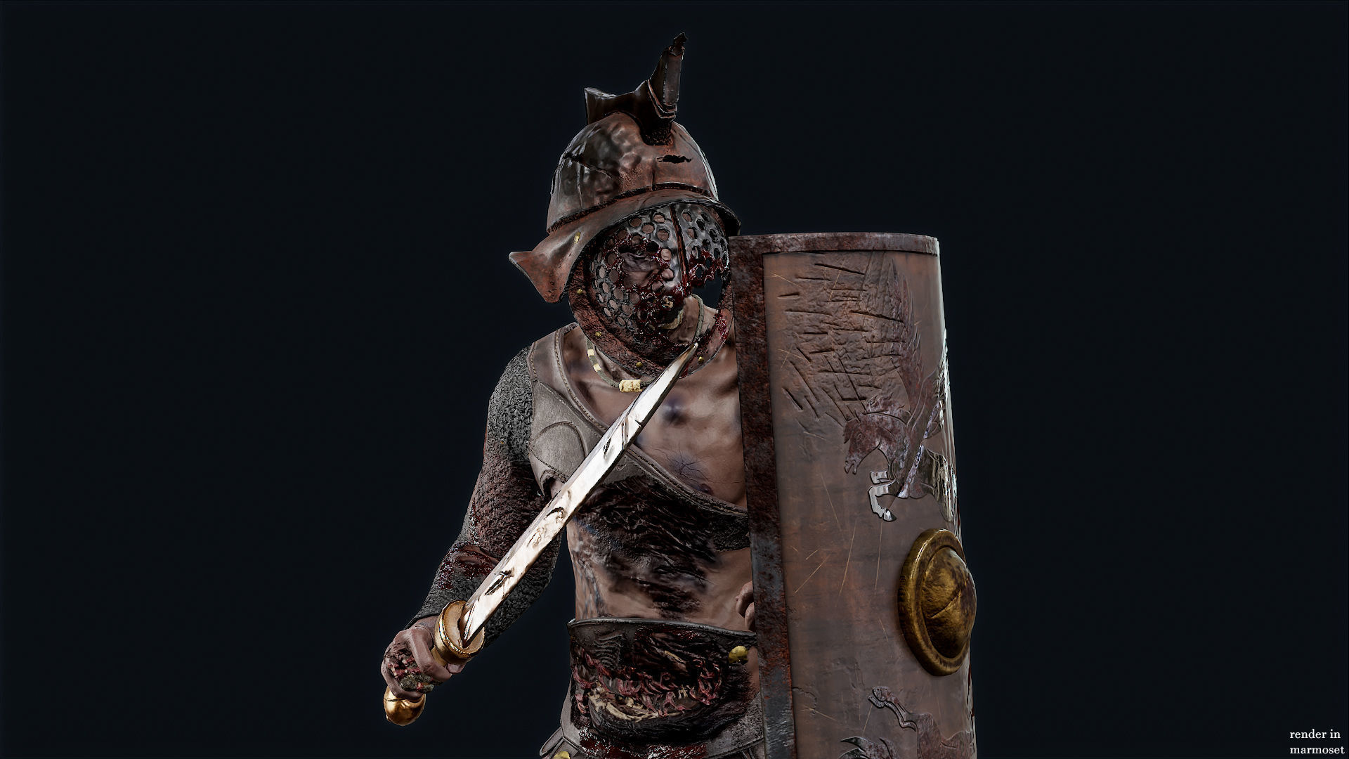 GLADIATOR MURMILLO UNDEAD3 Low-poly 3D model_5