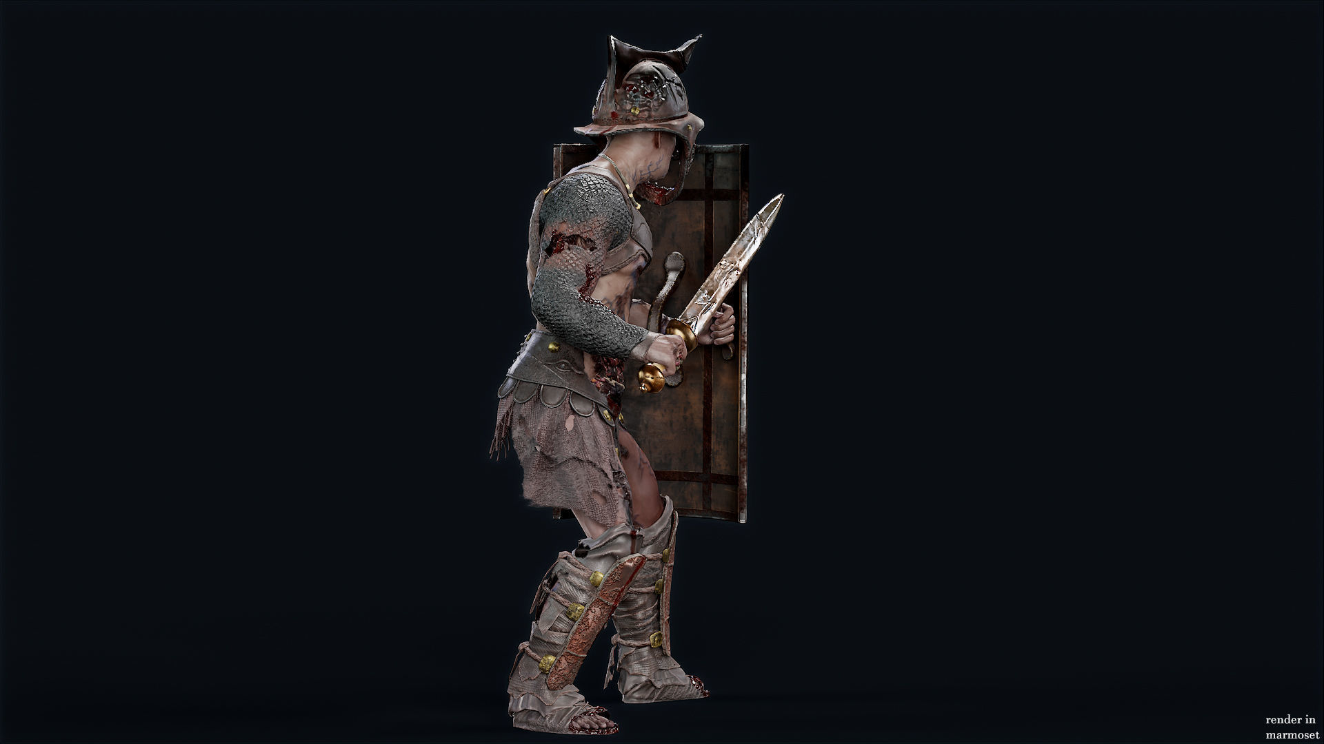 GLADIATOR MURMILLO UNDEAD3 Low-poly 3D model_3