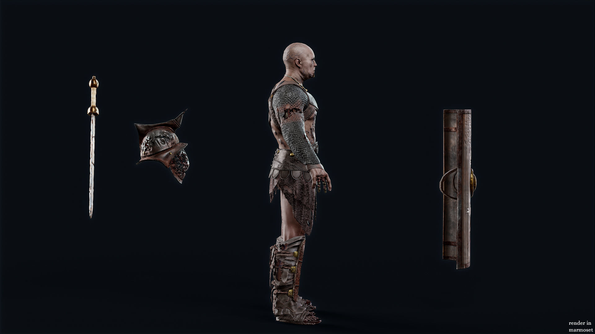 GLADIATOR MURMILLO UNDEAD3 Low-poly 3D model_9